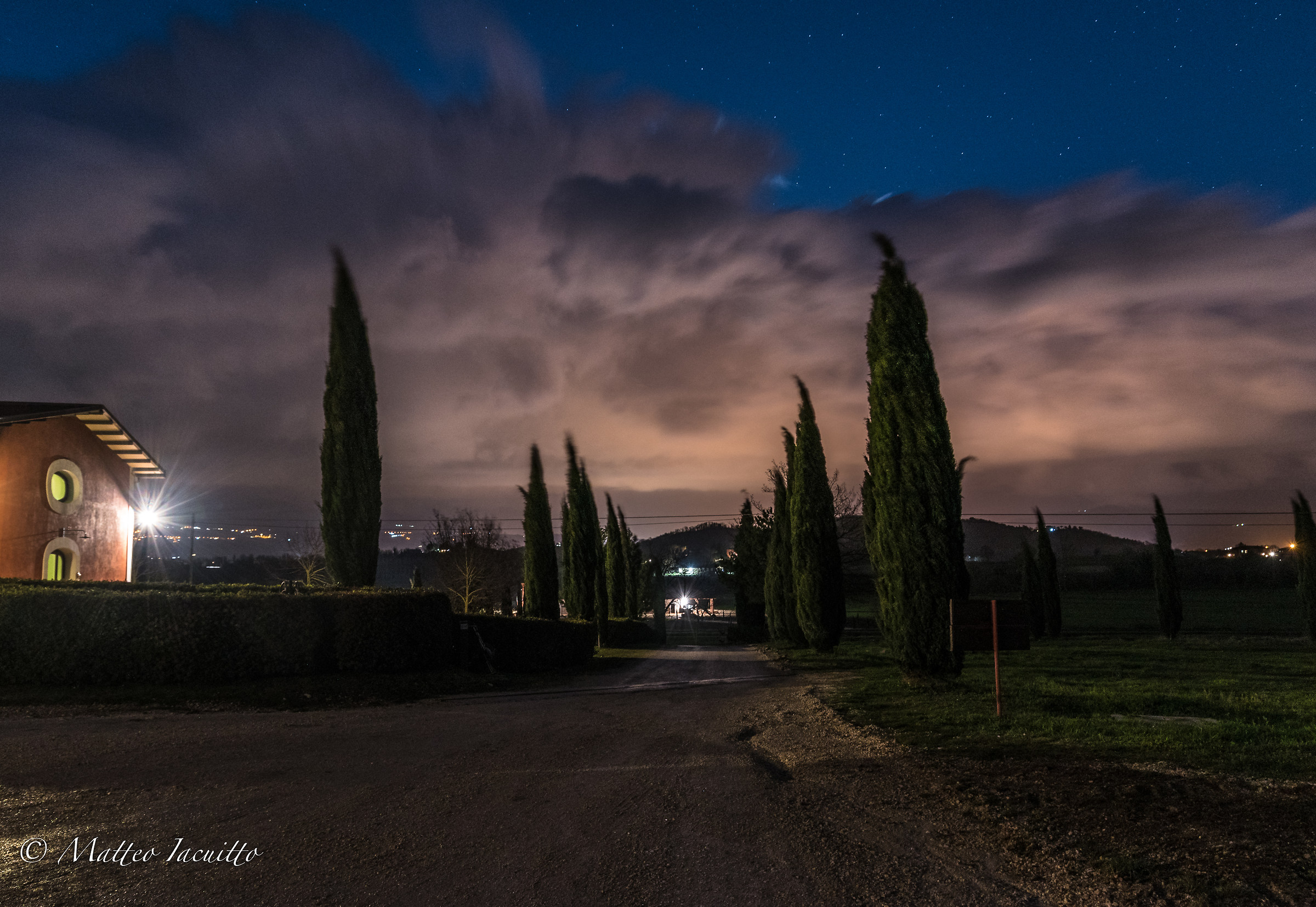 Avenue under the stars