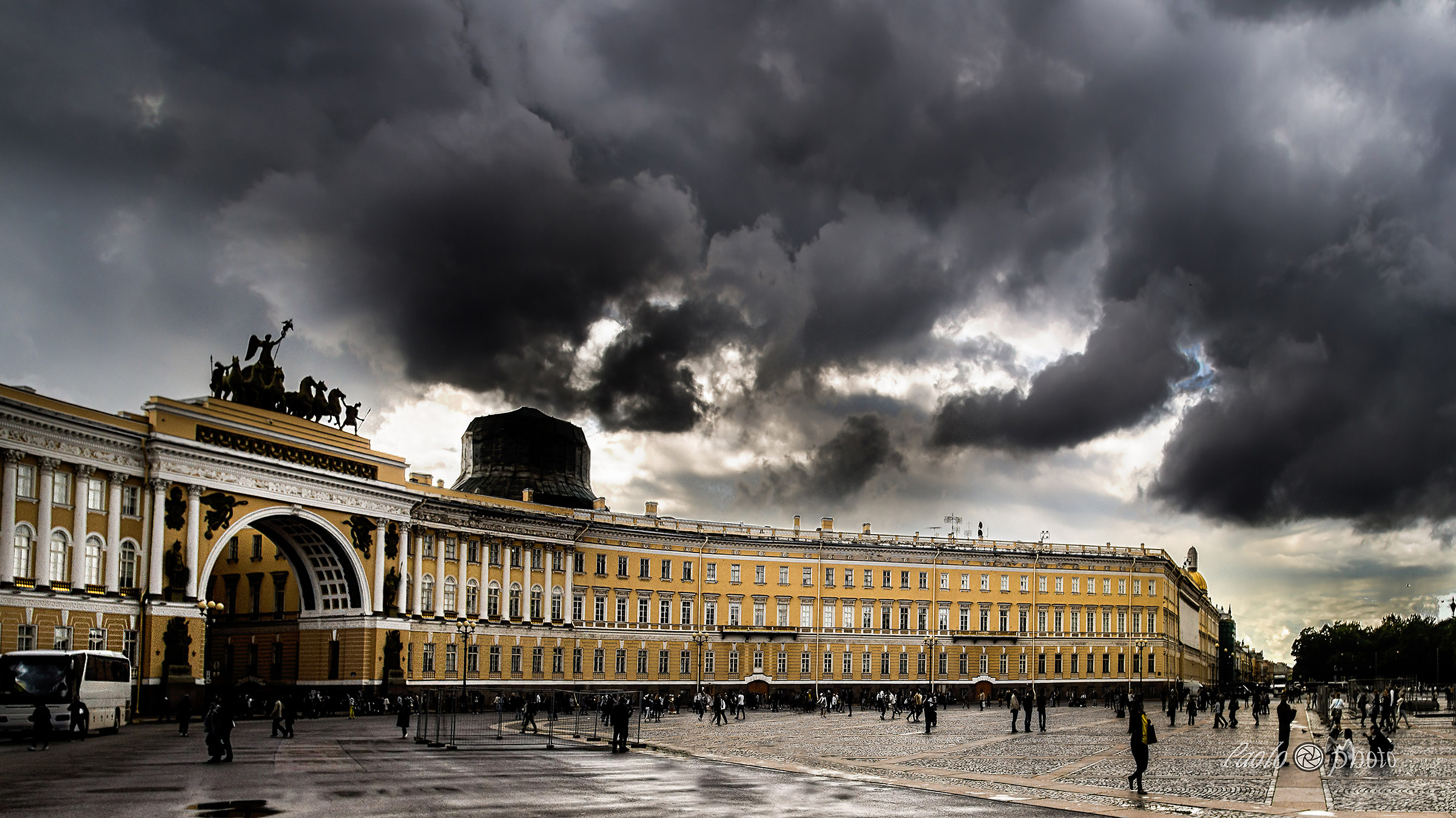 Clouds on the building
