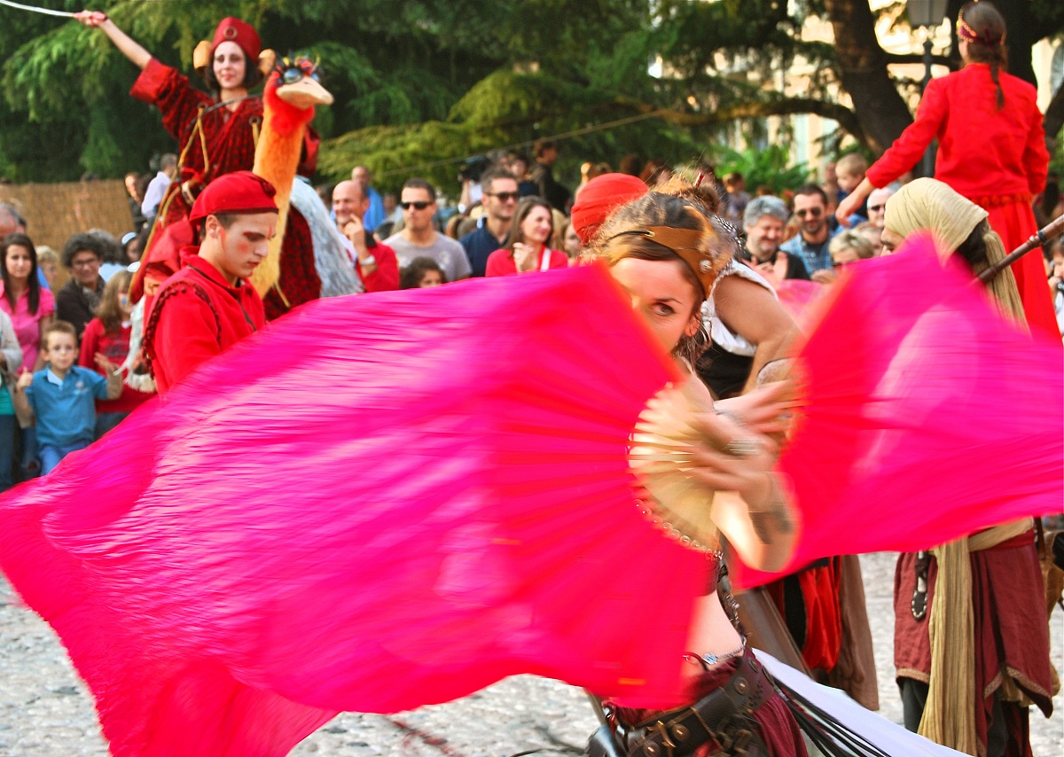 musici, trampolieri e ballerina