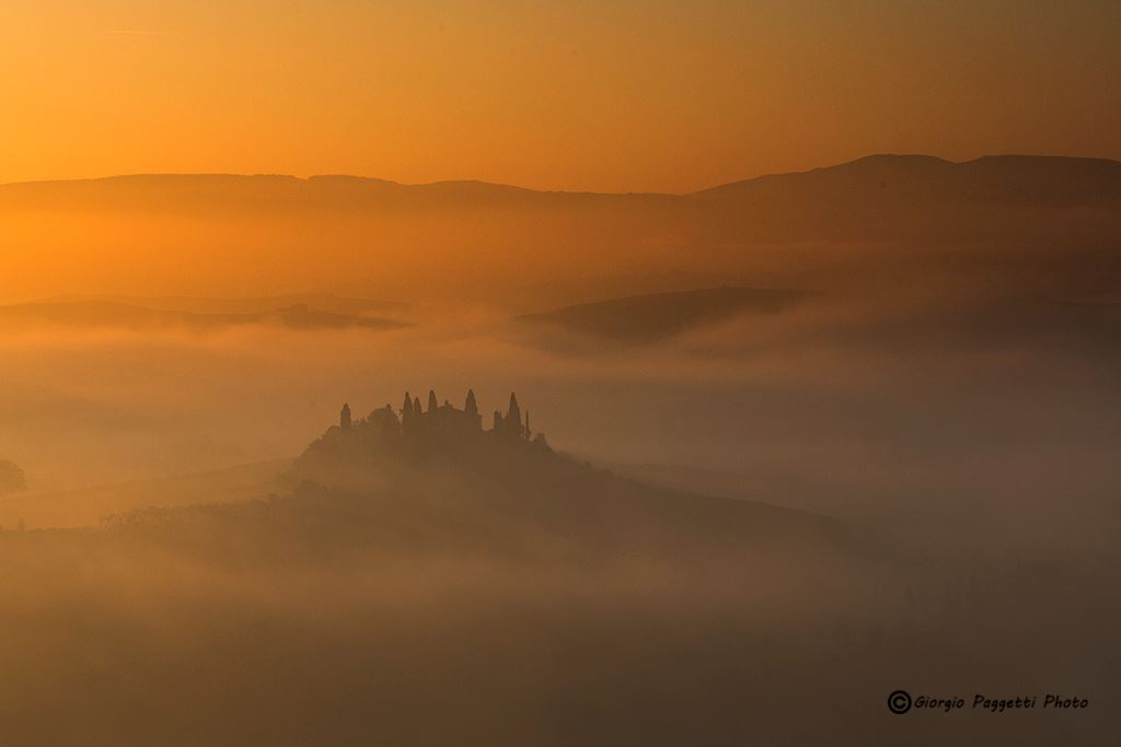 Sunrise in Valdorcia with fog