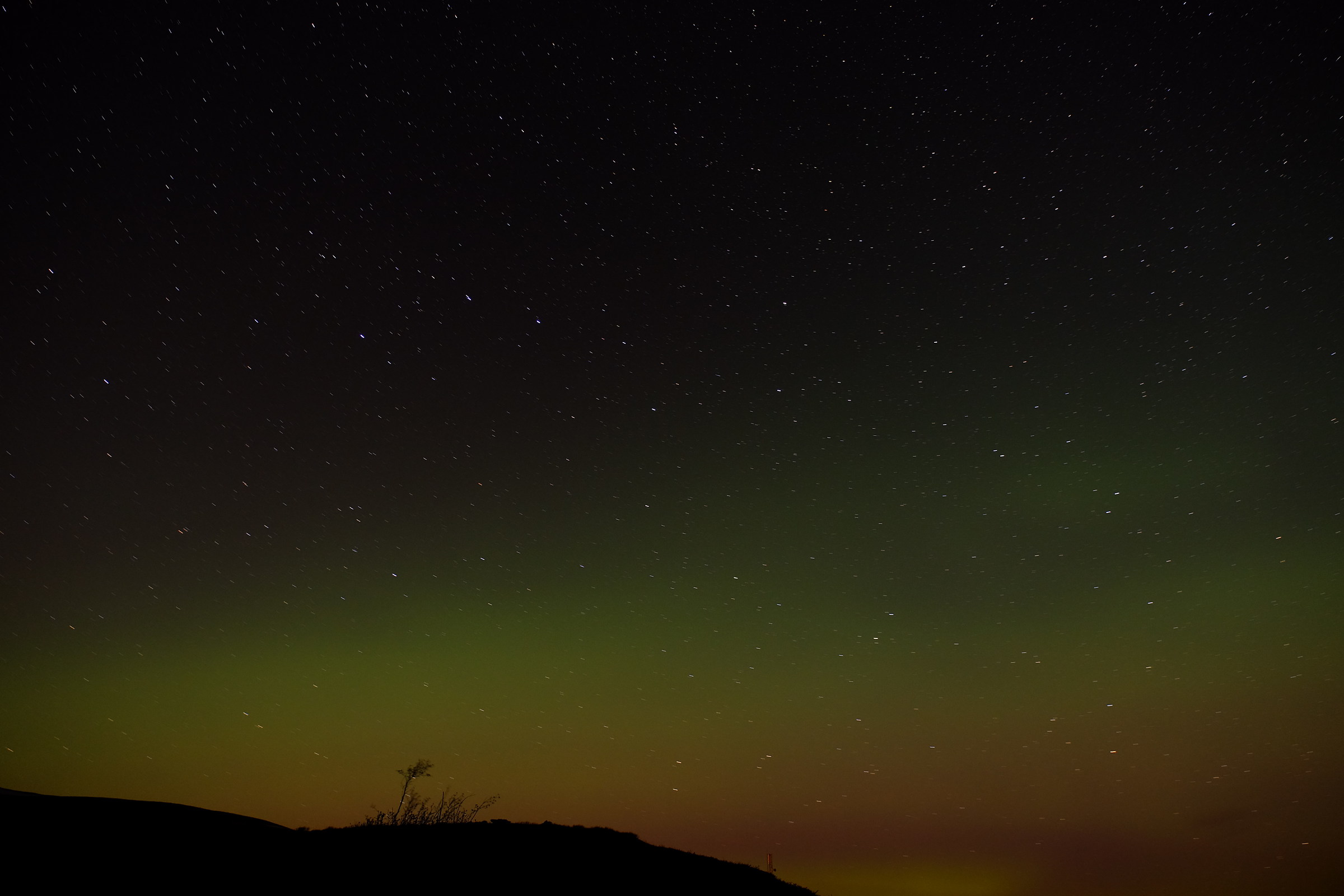 Aurora lights up the tundra