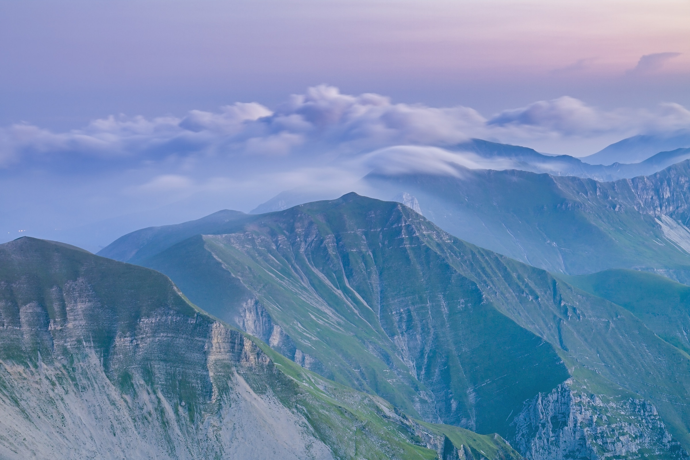 Sunrise from the top of the mountain vector