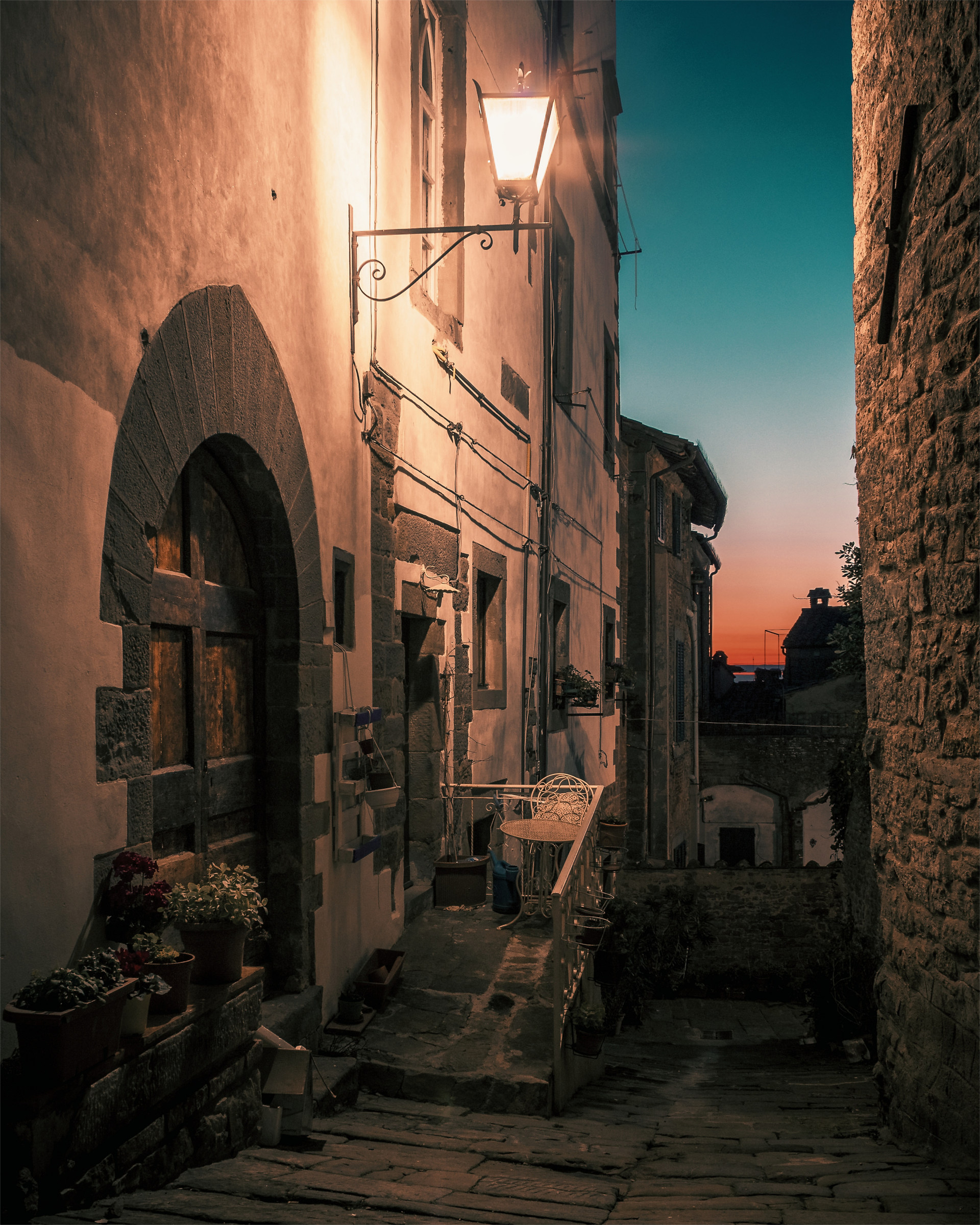 Cortona at the sunset