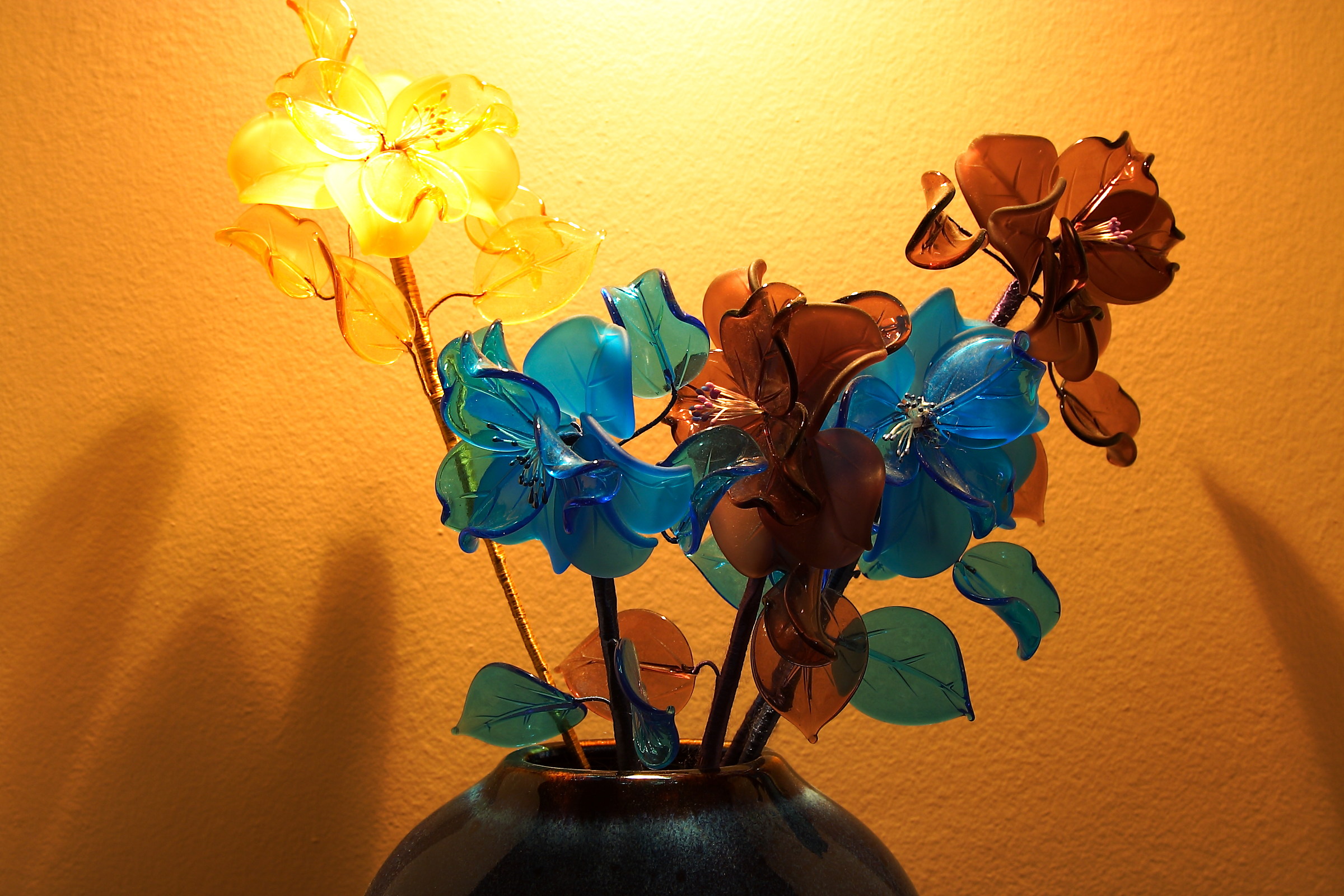 Composizione fiori vetrificati