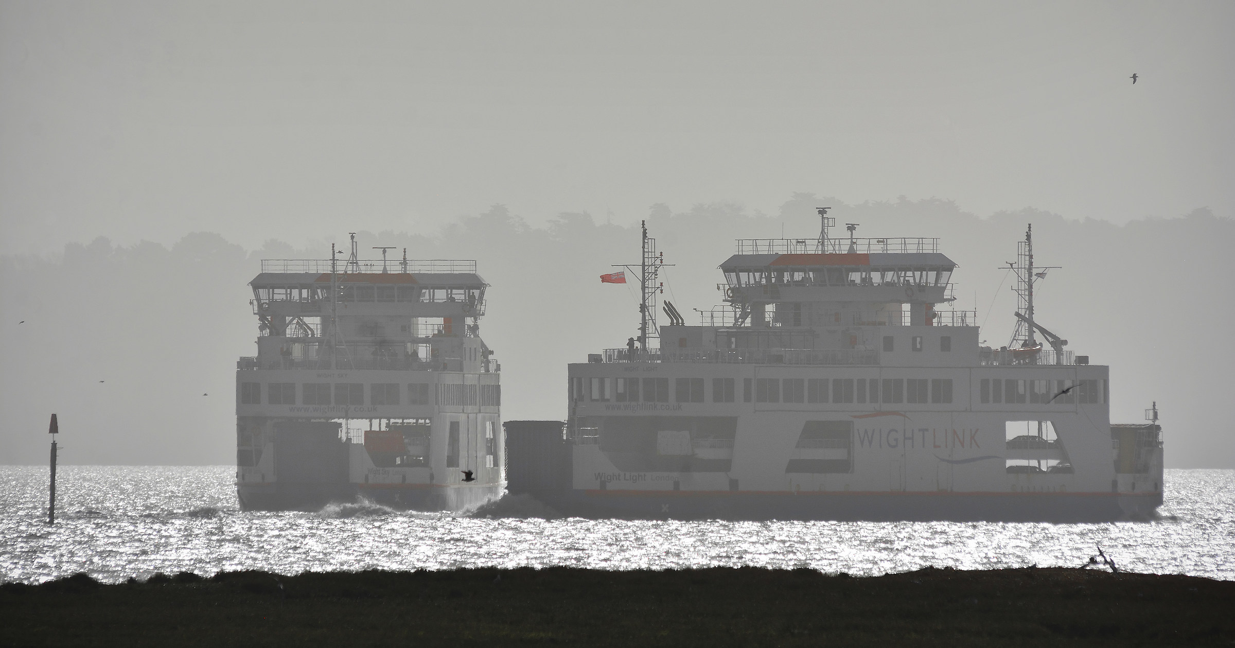 Two Ferries Passing (Very) Closely By