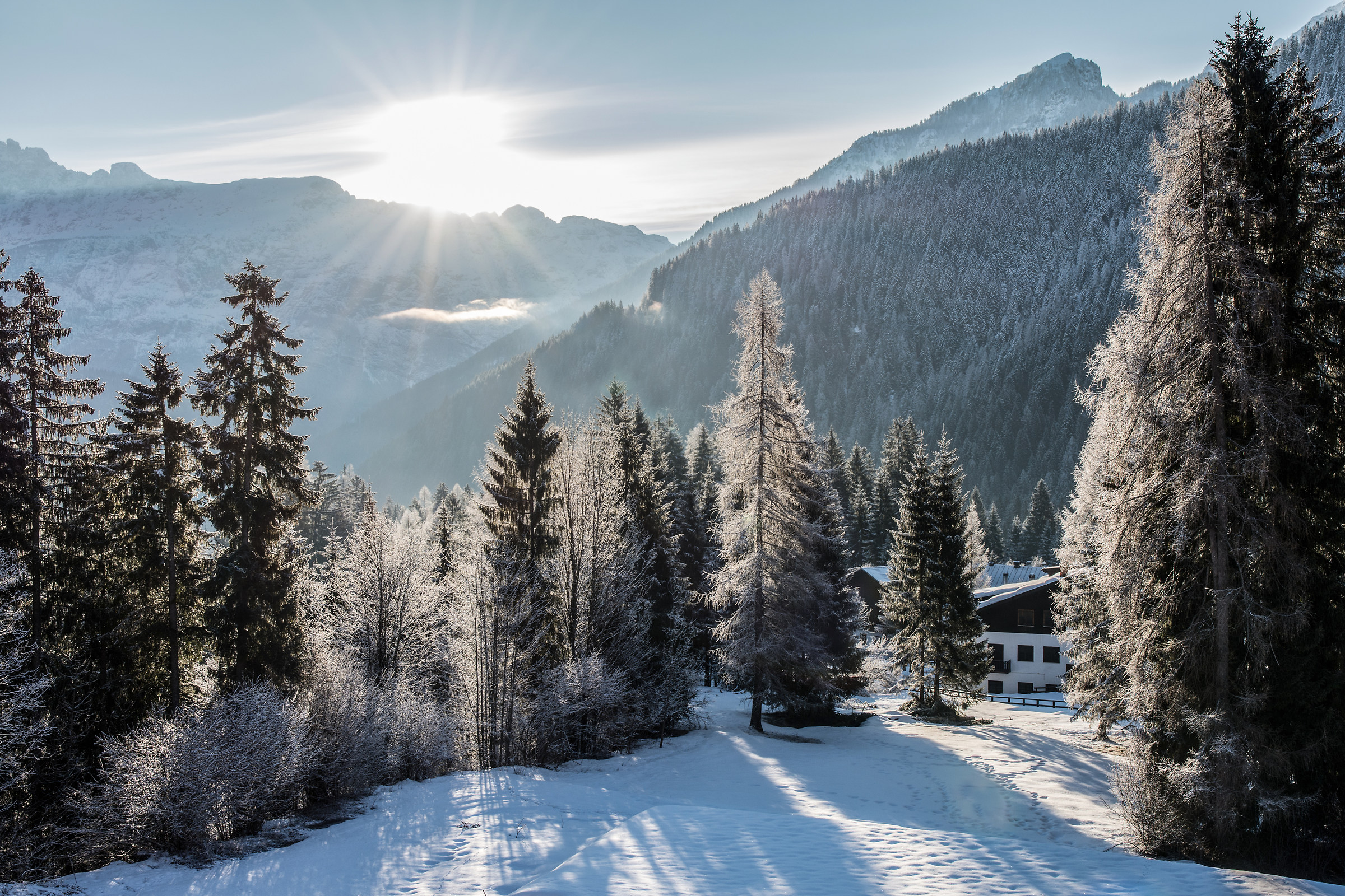 Sunrise after the snowfall
