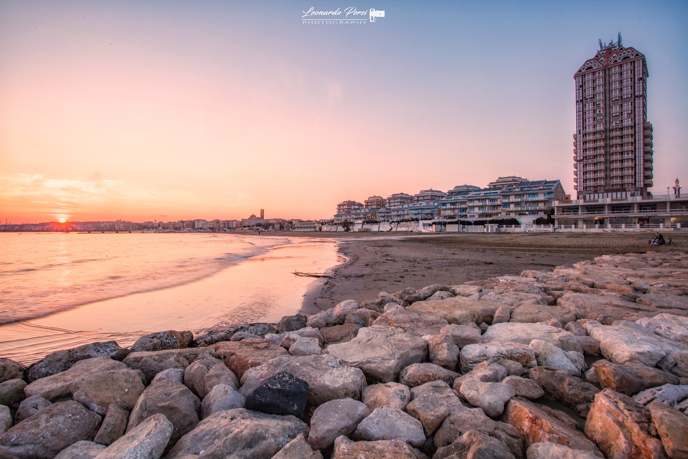 Sunset on the beach of Nettuno