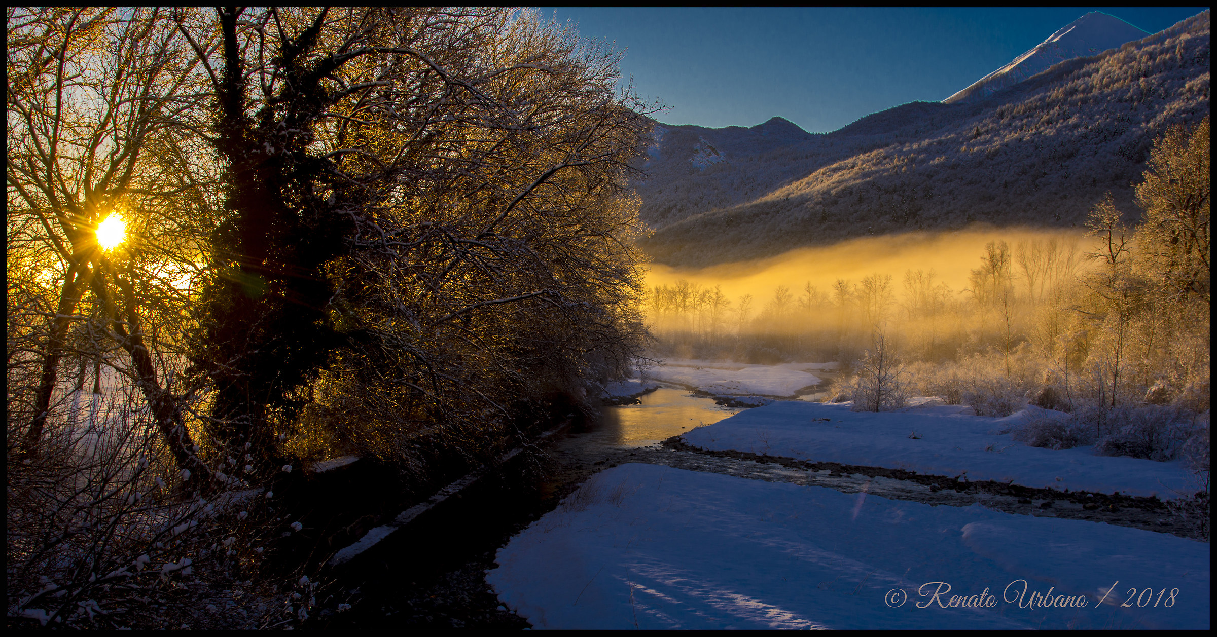 First rays of sun on the Stura river 1