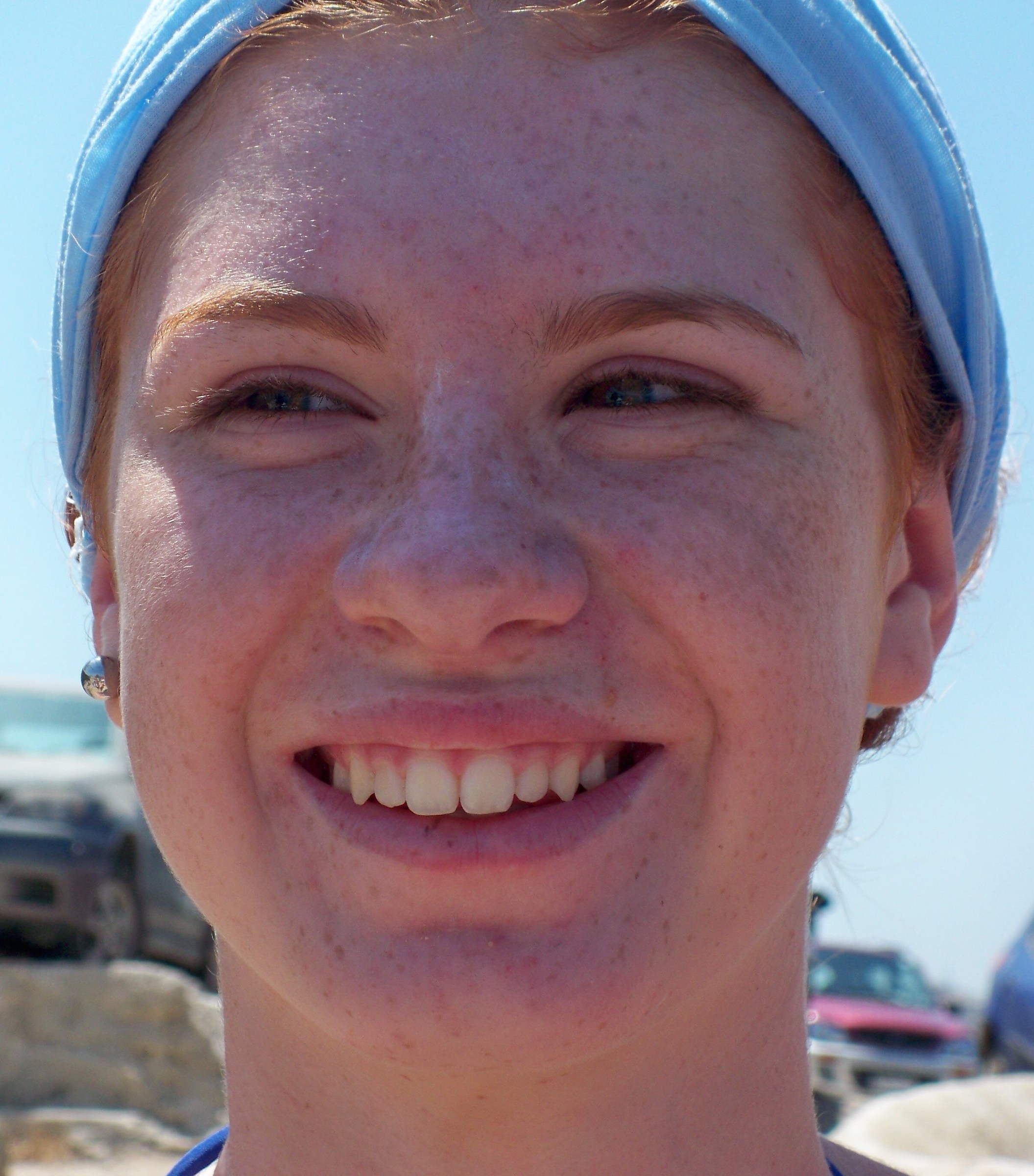 Mary's beautiful freckled face.