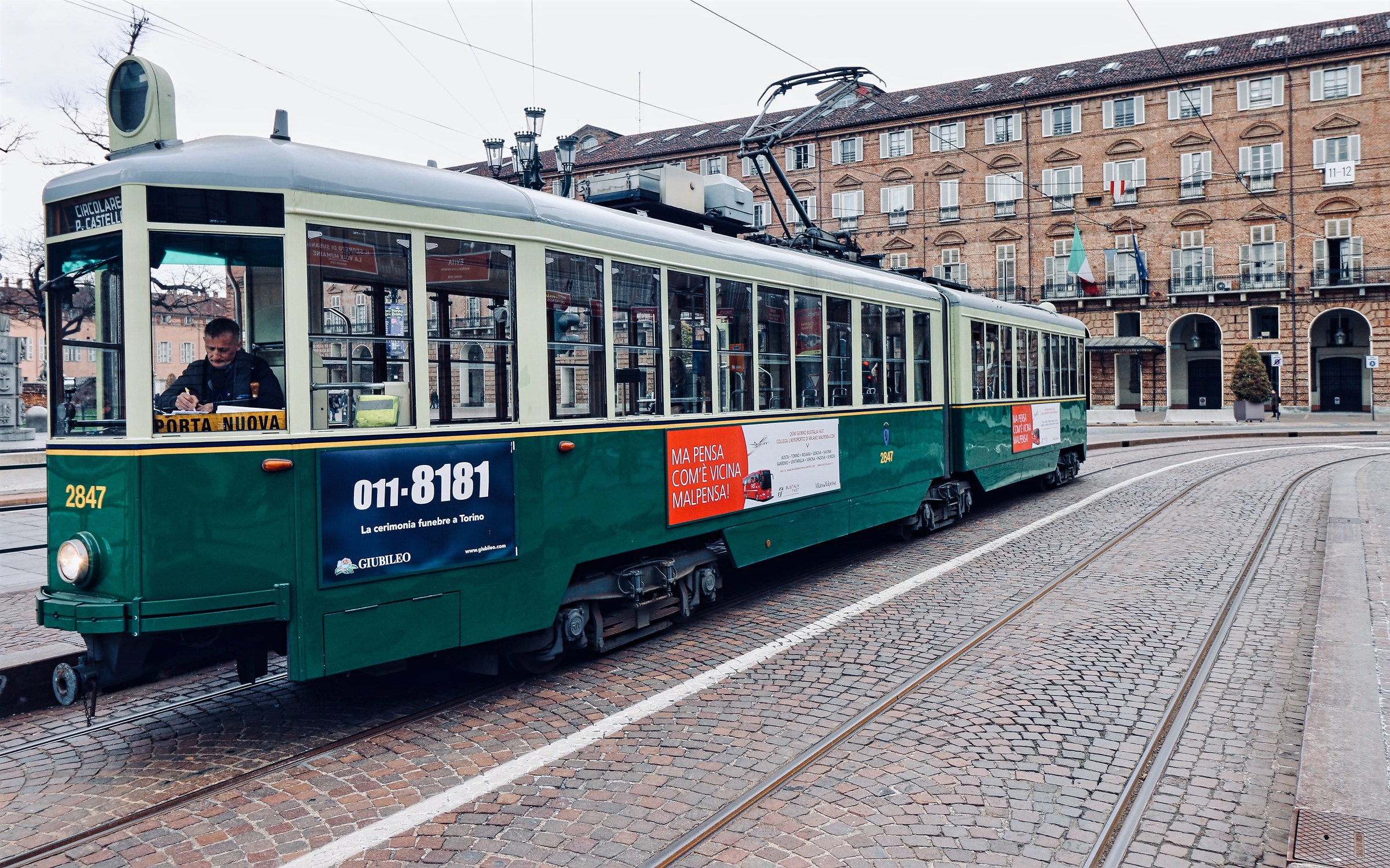 Tram and bus driver waiting.