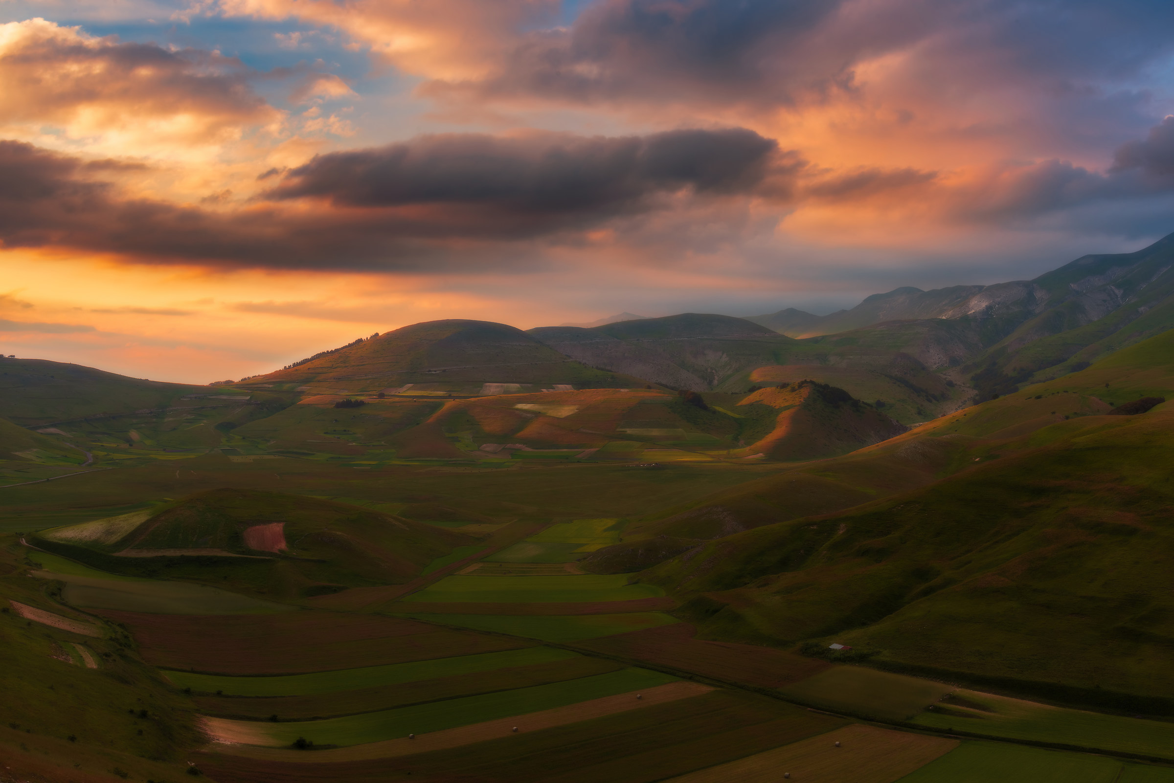 The Sibillini mountains at sunset