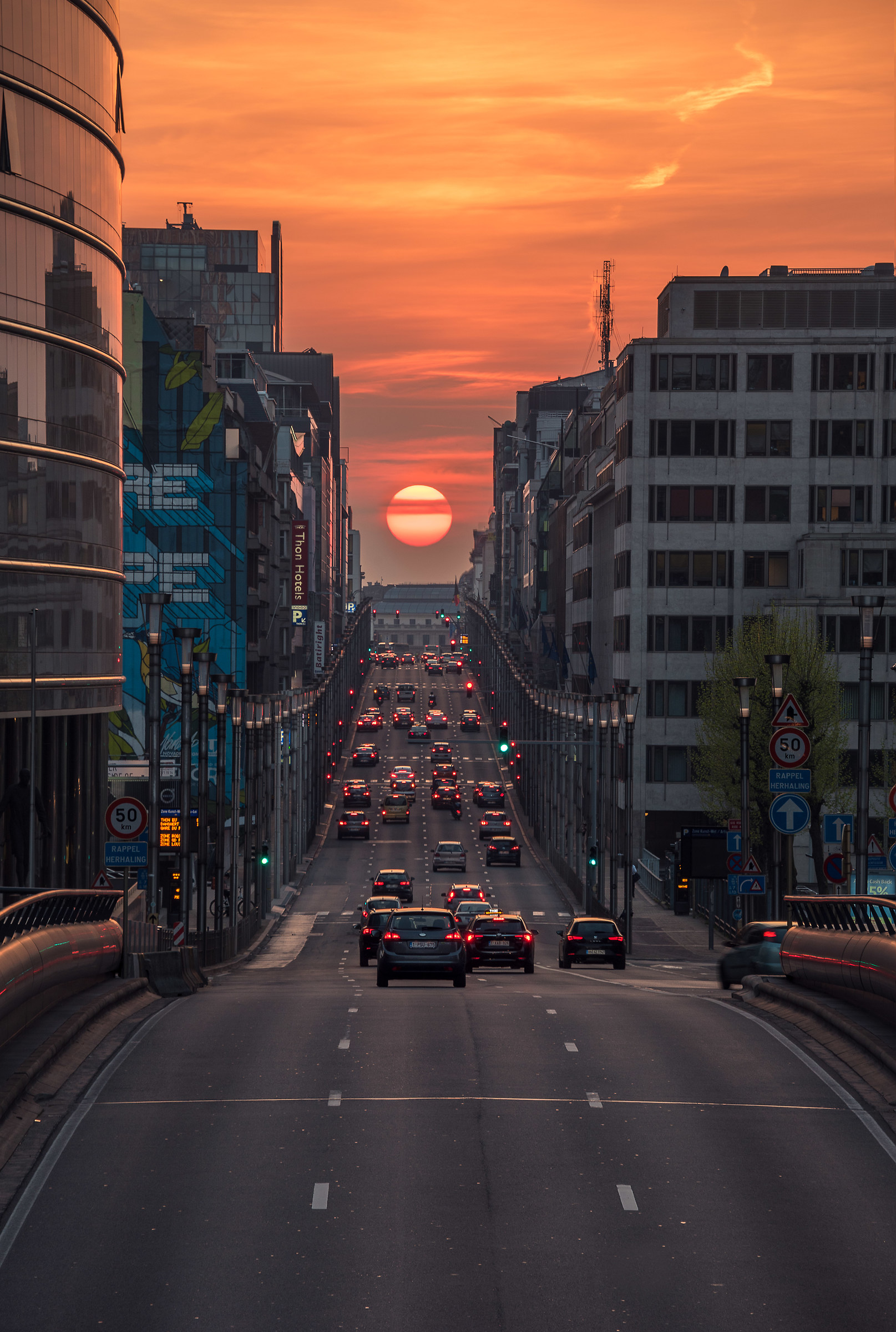 The sun sets in Europe