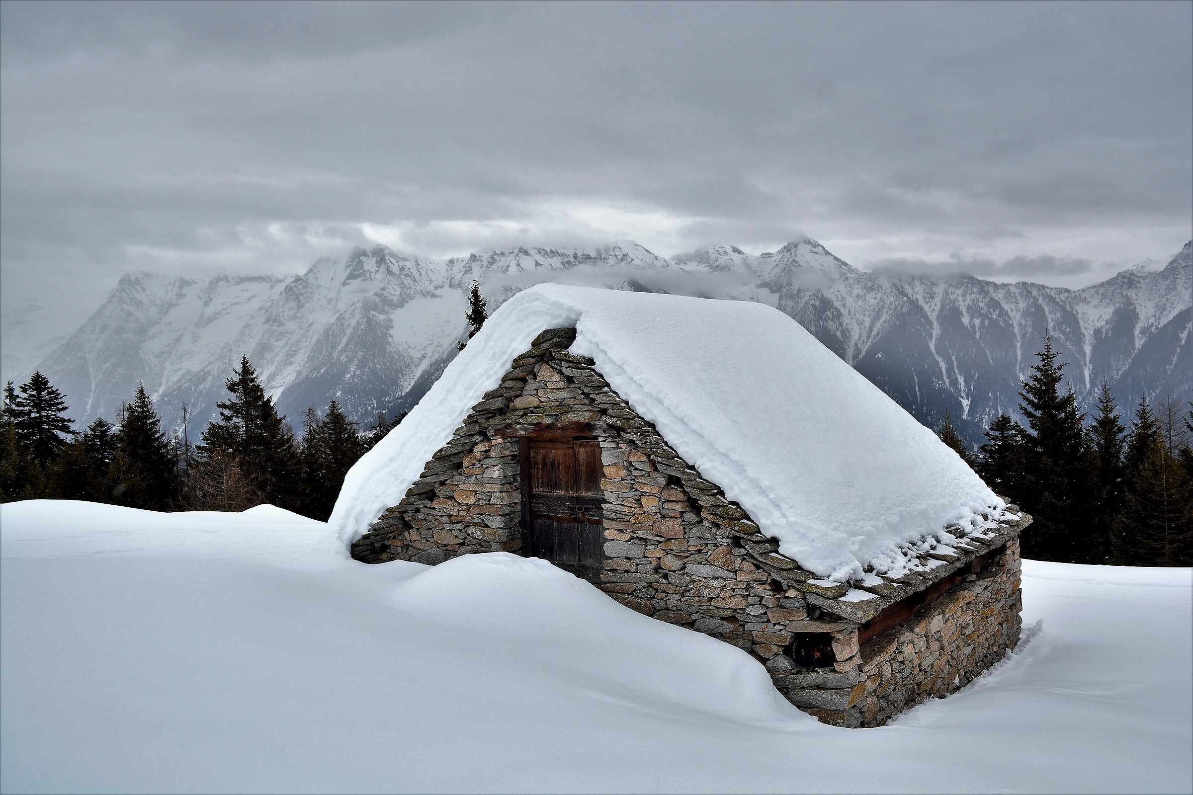 from Rencio alpe Deccia with snowshoes