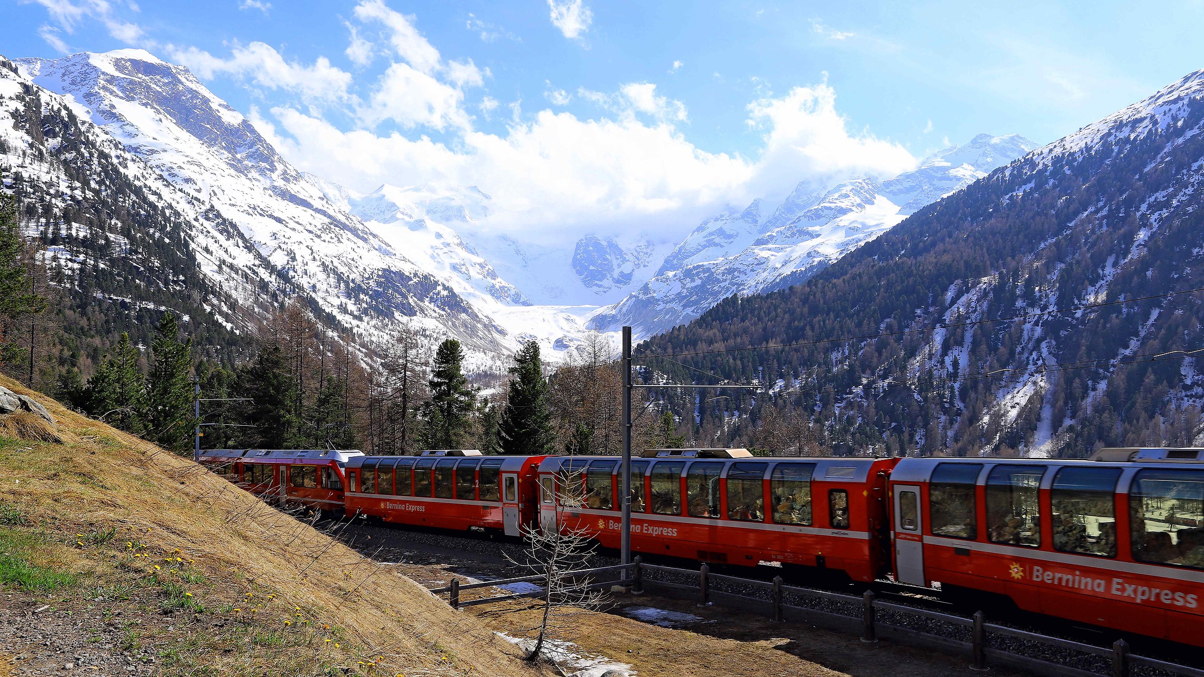 Gruppo del Bernina 4049 m. e ghiacciaio del Morteratsch