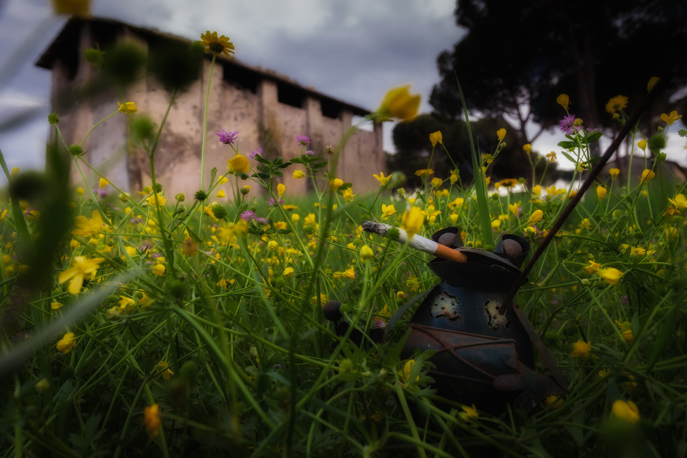 You wait here, breathing incense