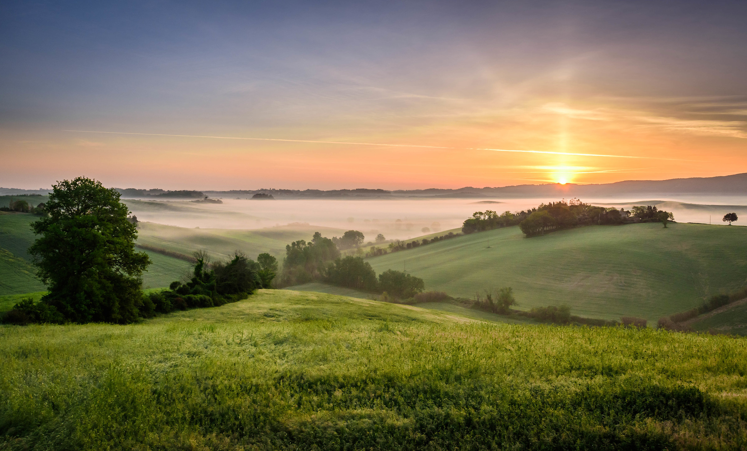 Un'alba in collina