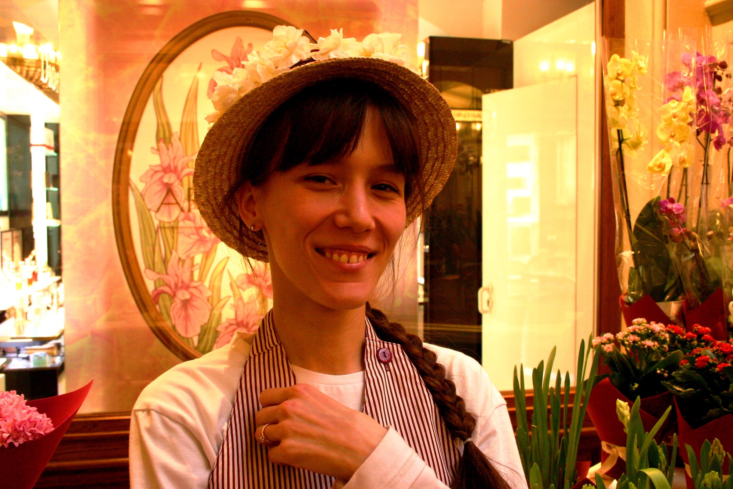the beautiful flower girl of the Gum in Moscow