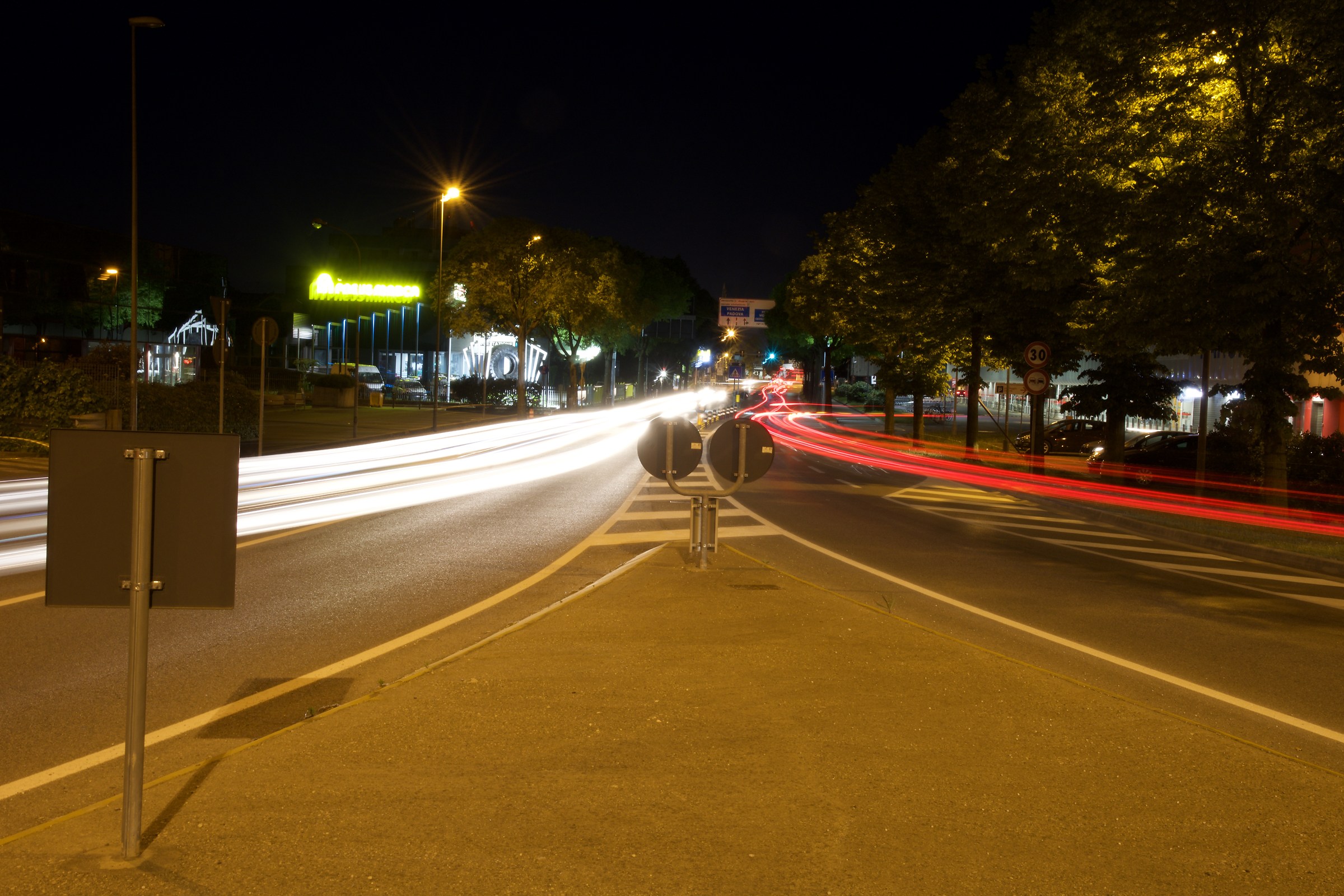 Light trails along the boulevard
