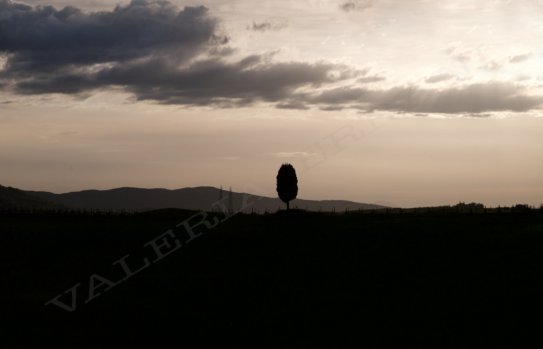 Sunset on the hills of VAL D'orcia