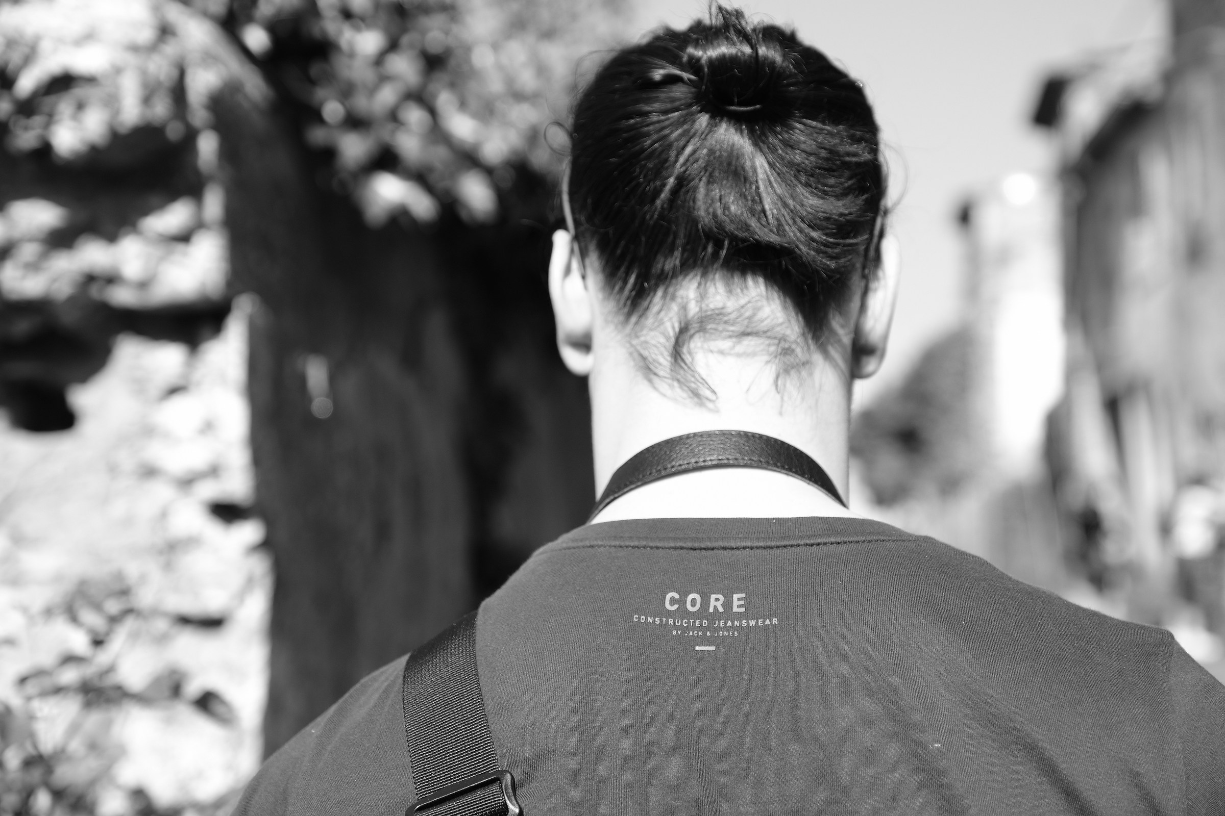 The photographer's shoulders