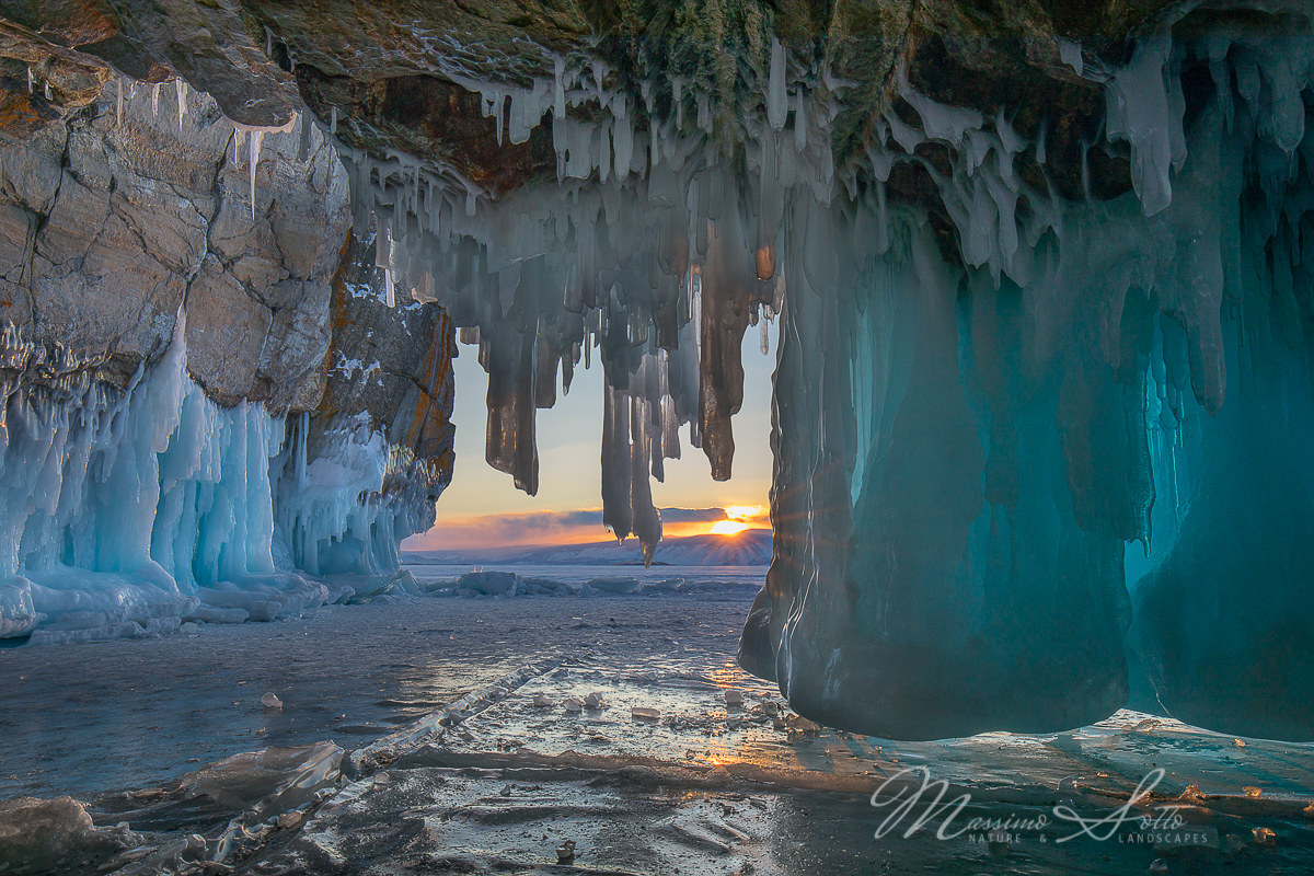 Sunset in the ice cave