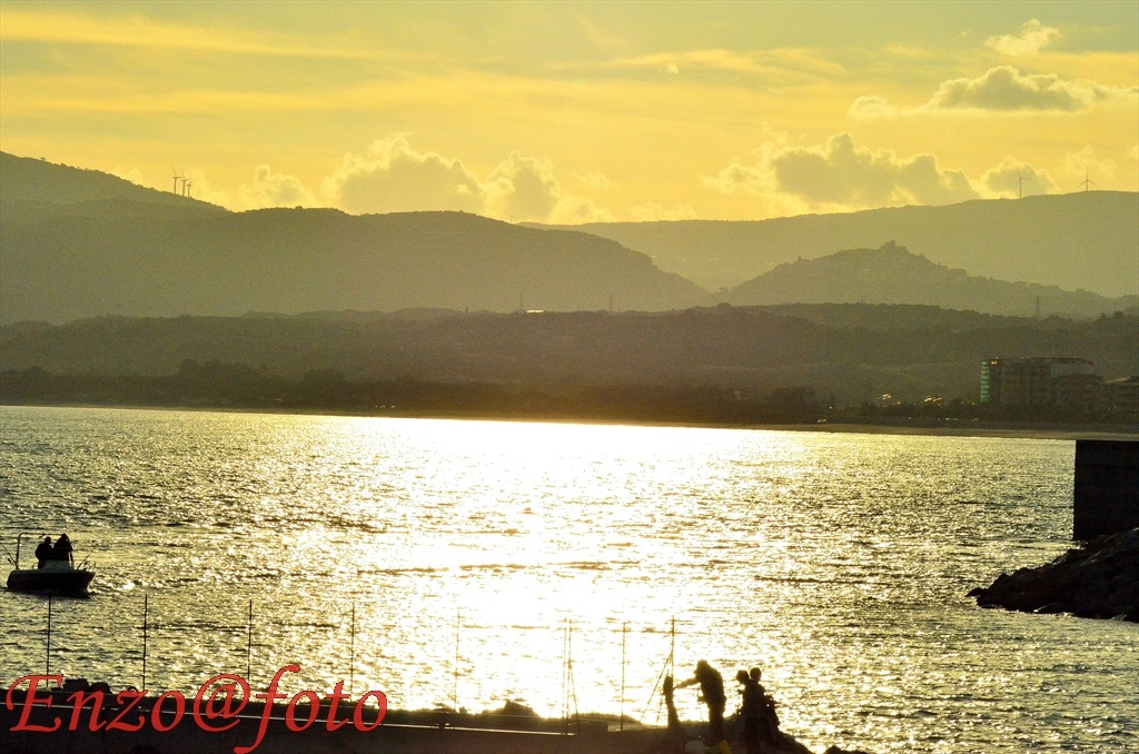 sunset over the harbor