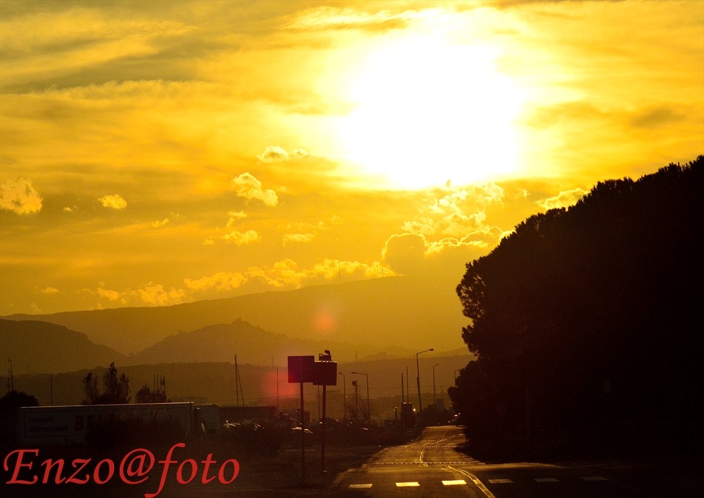 sunset over the harbor