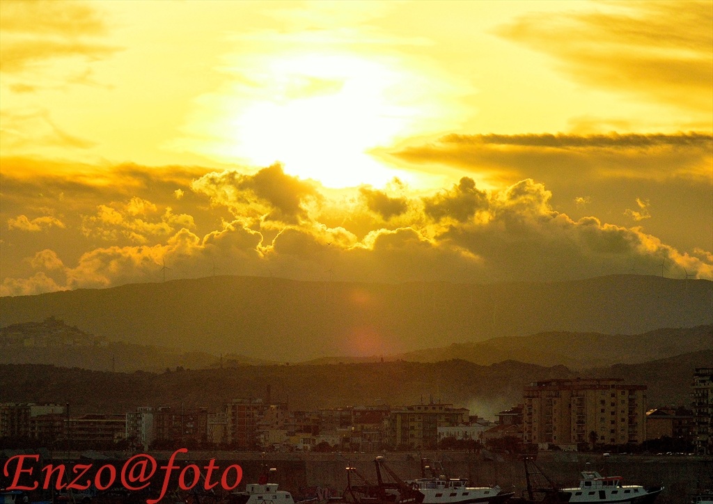 sunset over the harbor