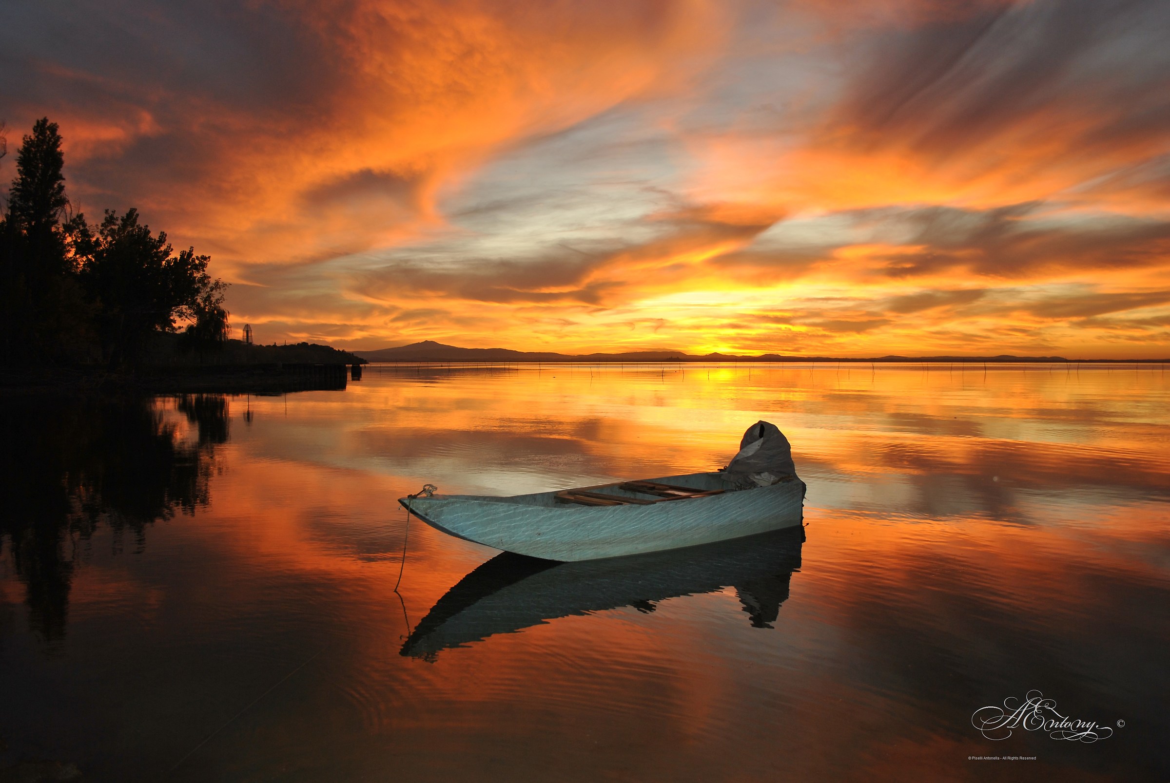 Punt at sunset at the end of October