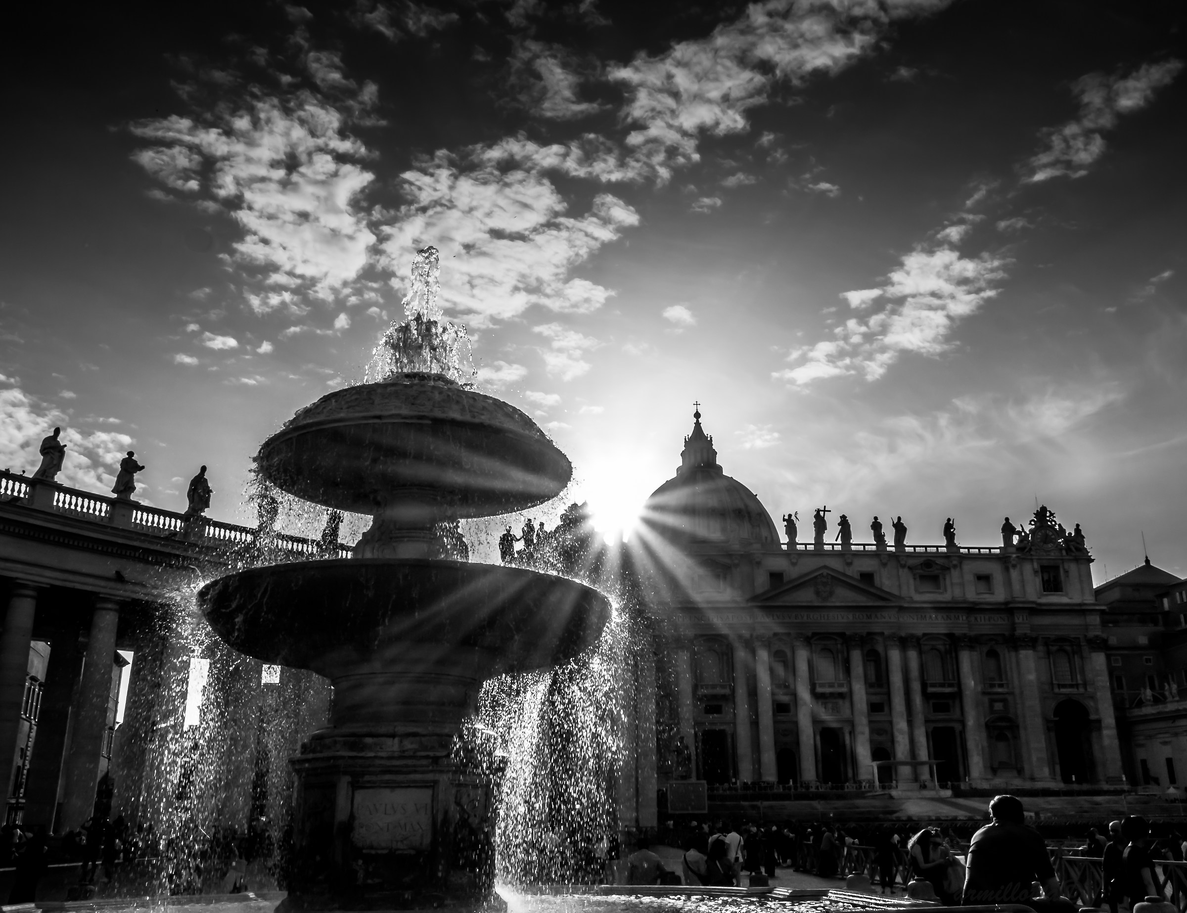 roma, tramonto sul cupolone