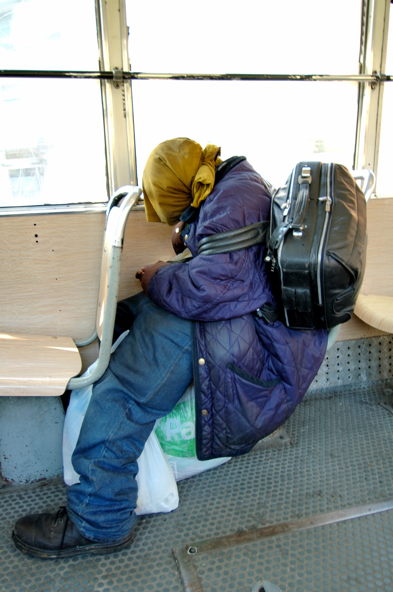 Without face on the tram