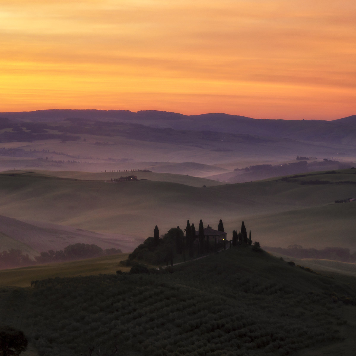 L'alba in Val D'Orcia