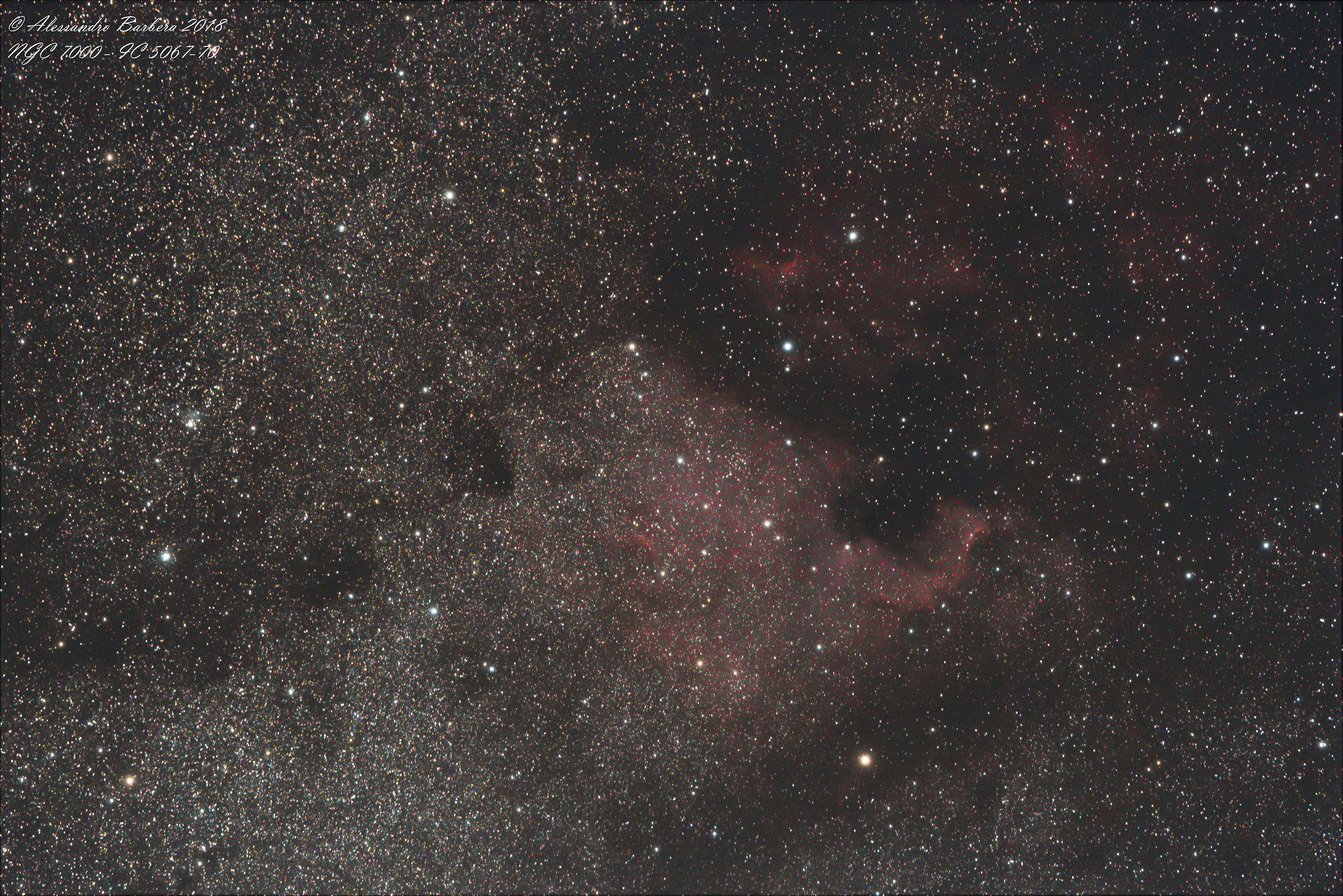 Pelican Nebula and North American Nebula
