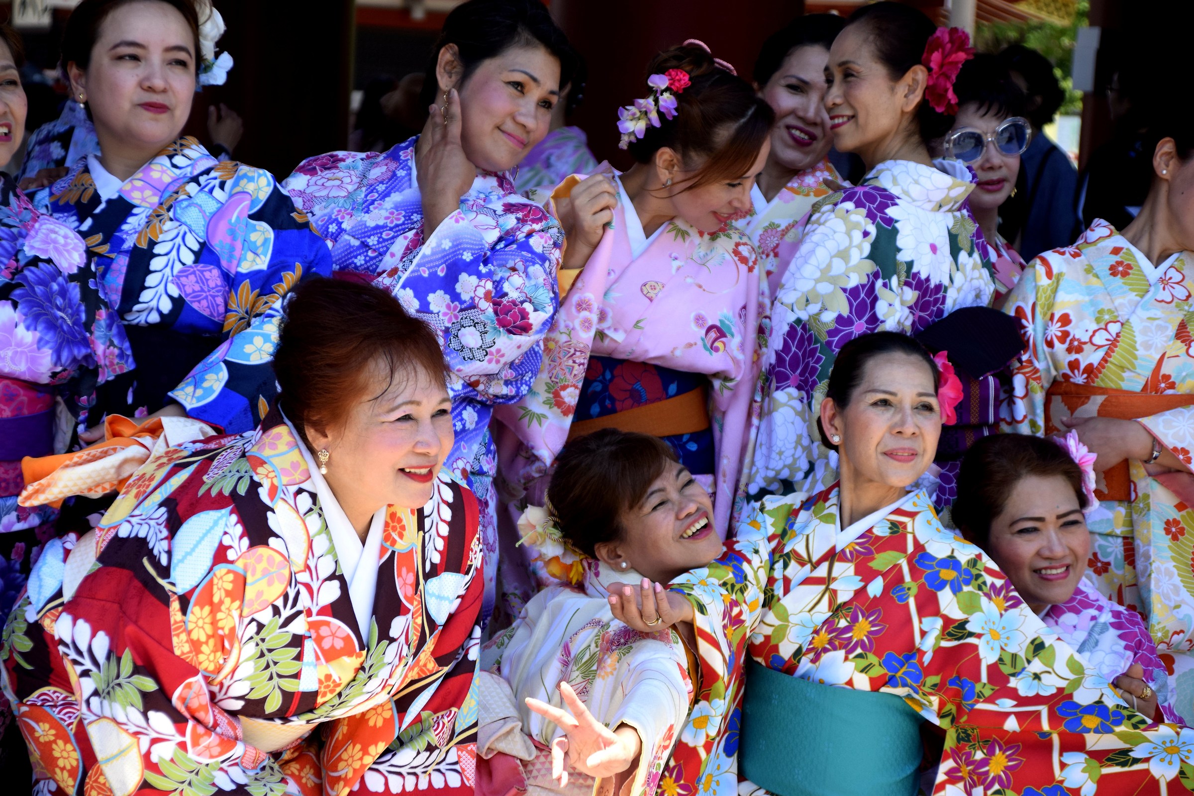 Women's smiles in colour