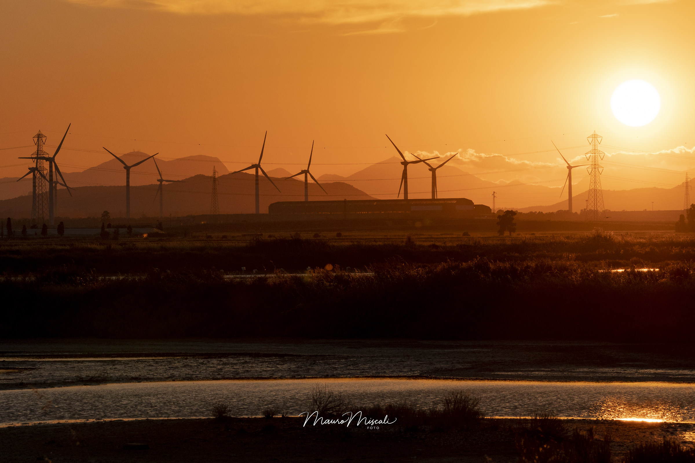 Sunset at the salt pans