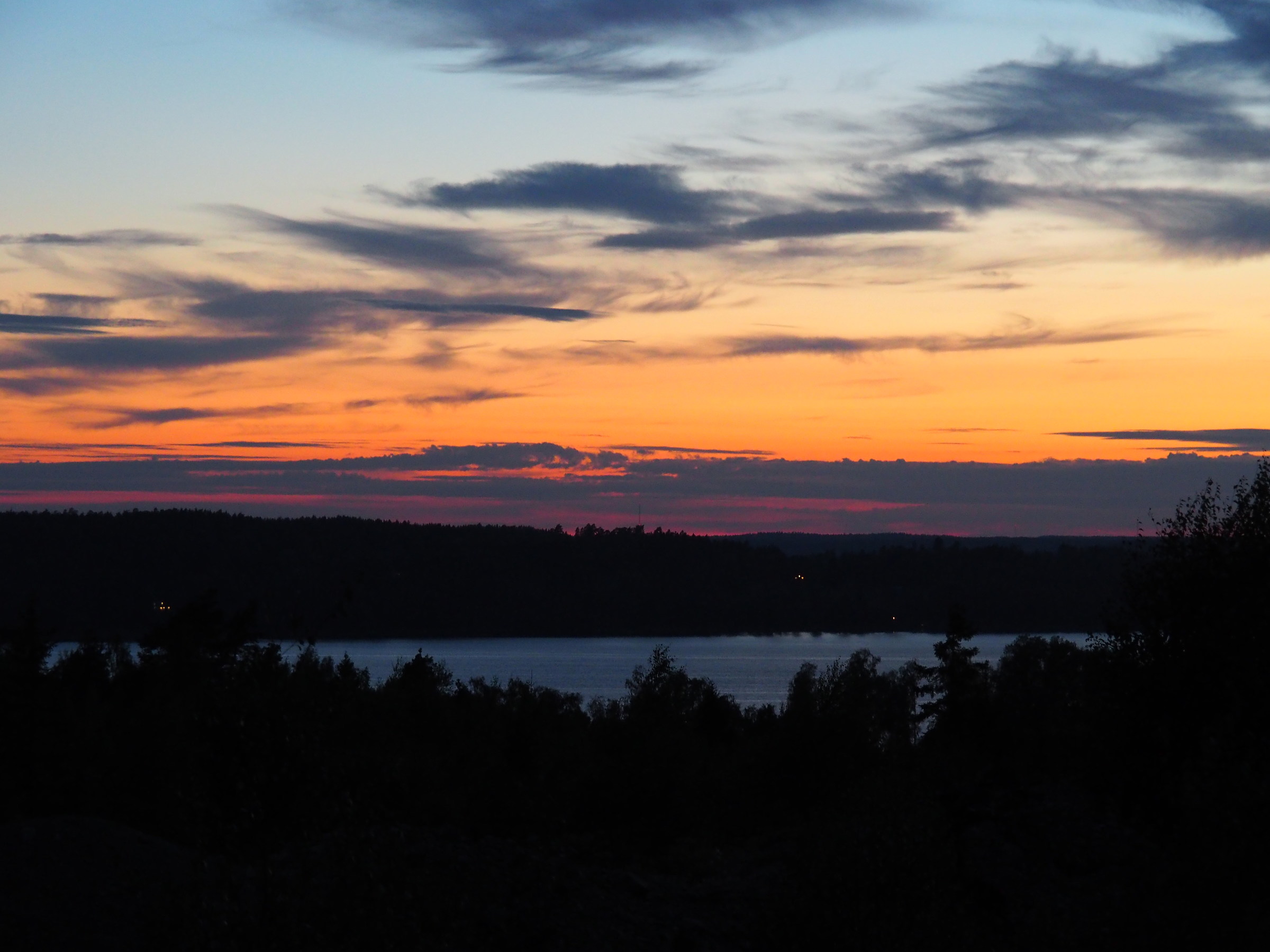 quiet lake at sunset