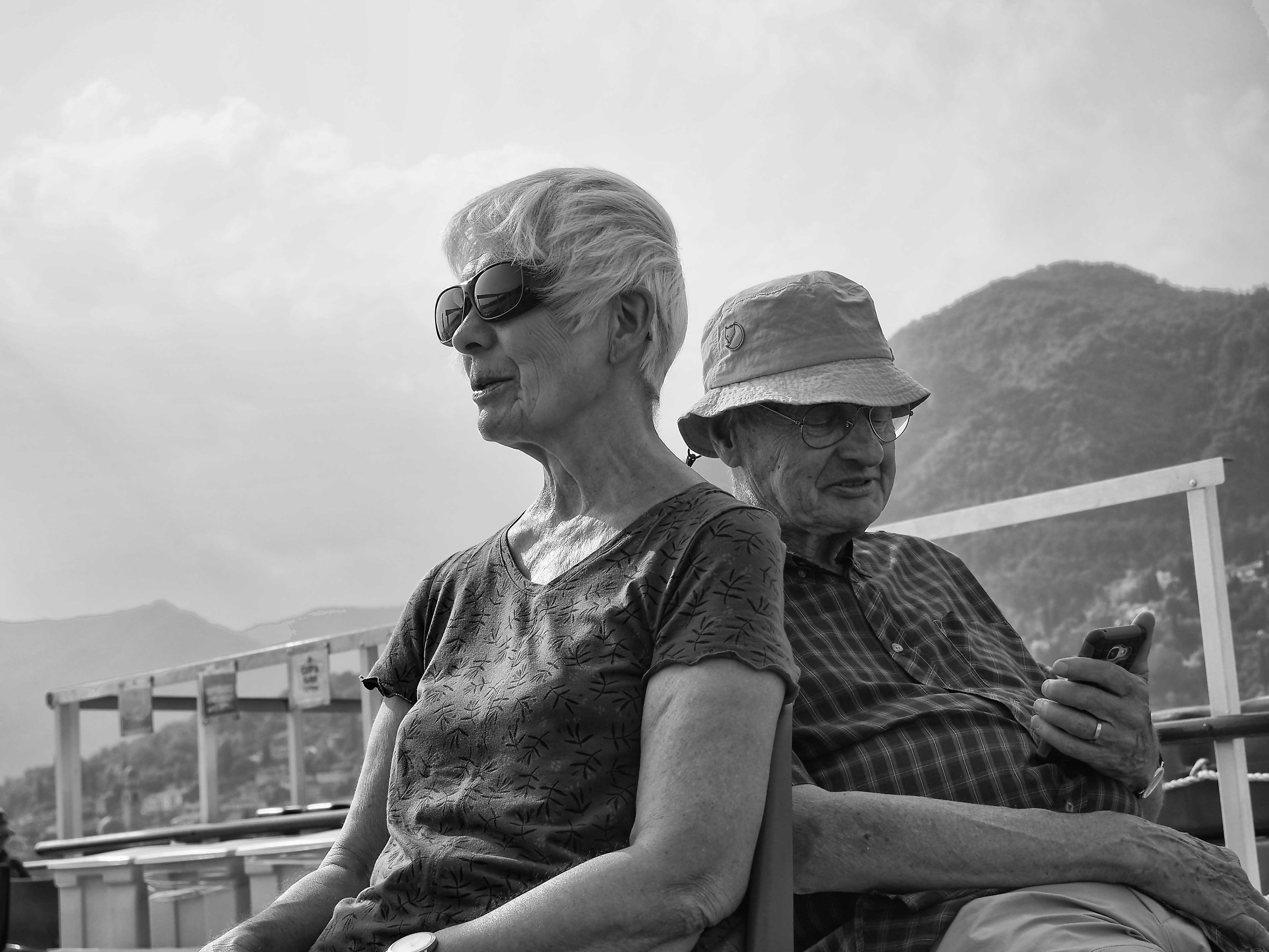 Senior foreign tourists on Lake Garda