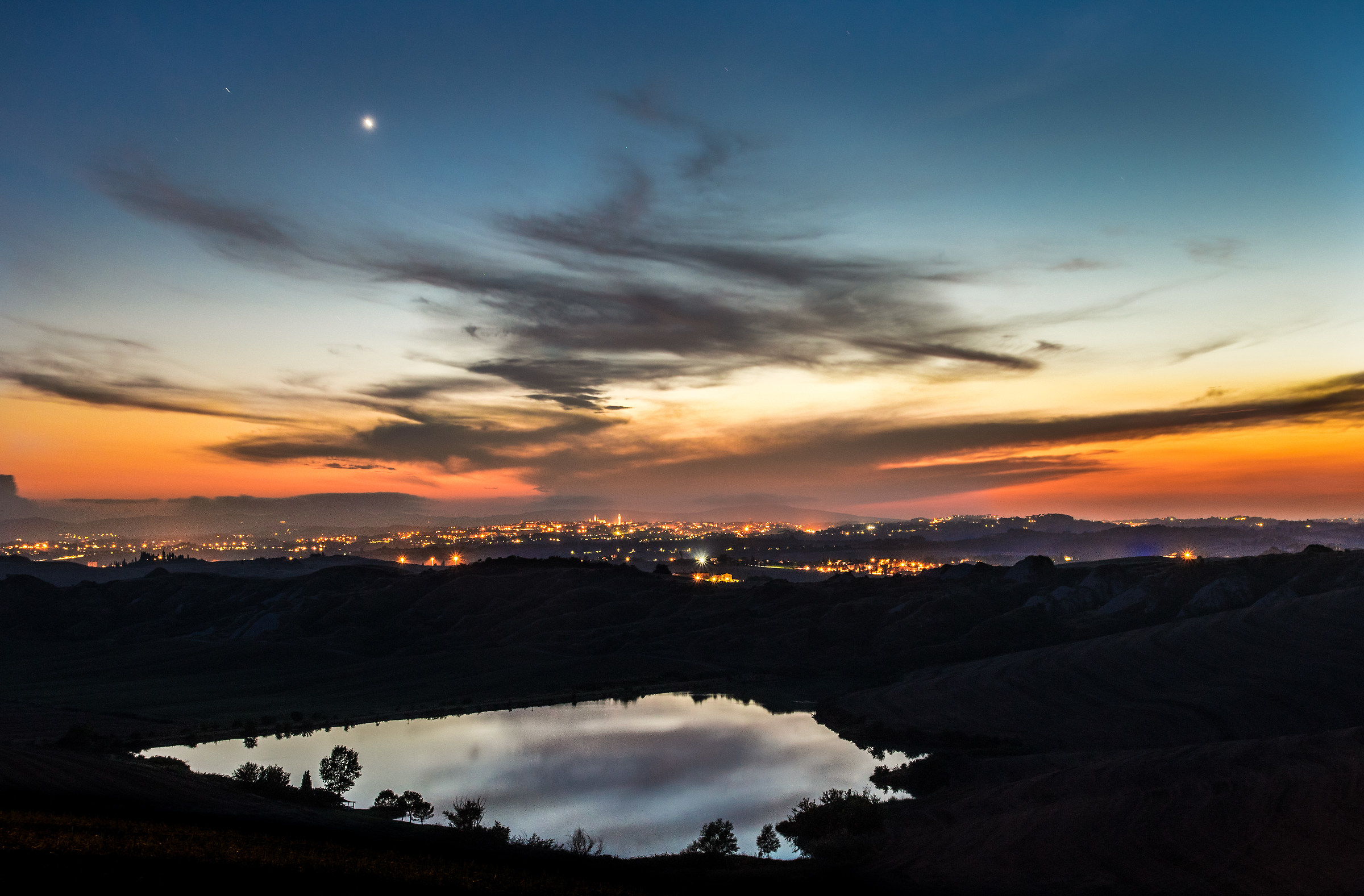 Blue Hour with a view of Siena