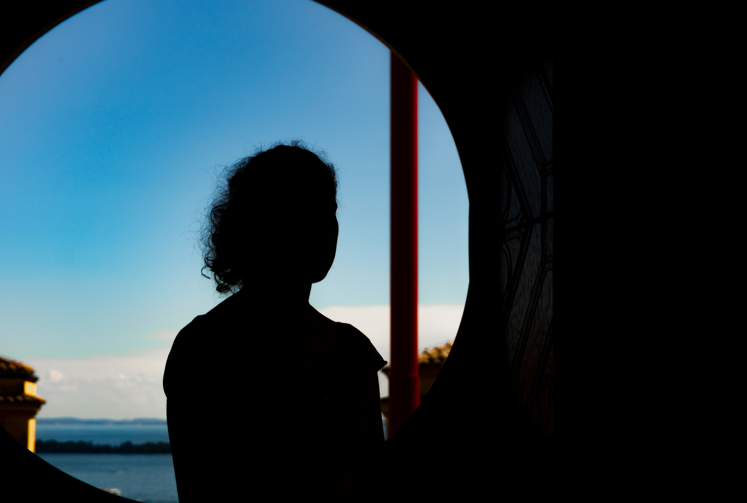 She's looking inside Or outside?