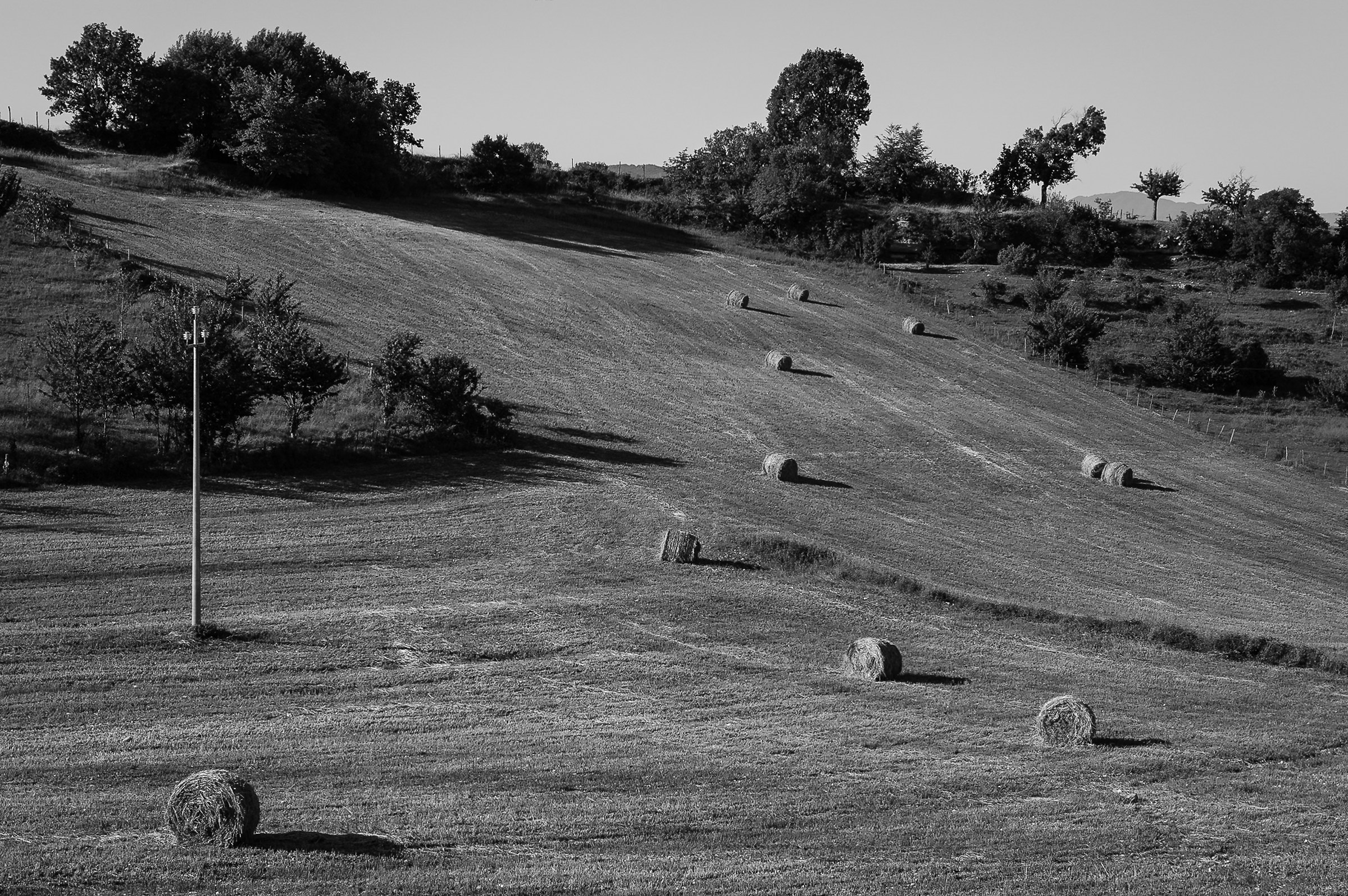 Bales down the hill...