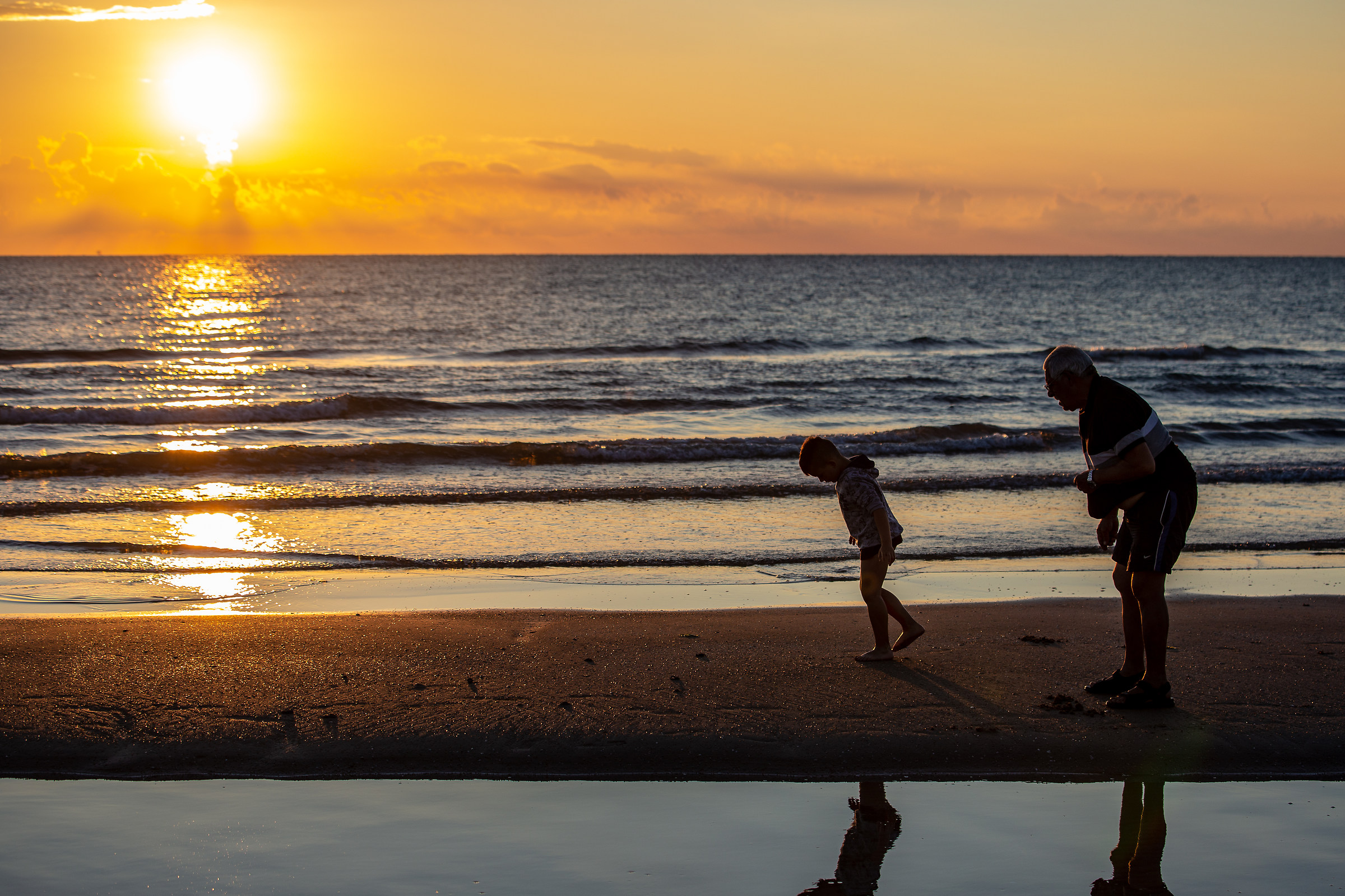 A grandfather and a child