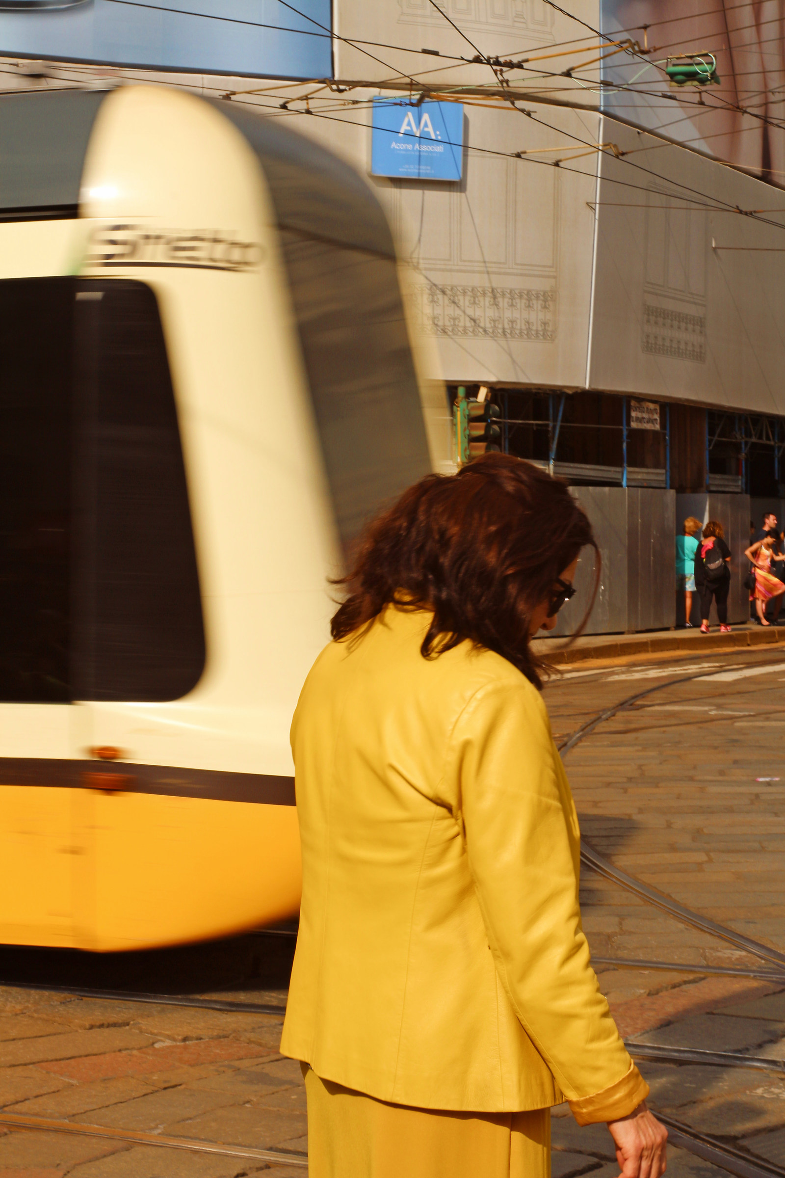 Woman in yellow in Milan