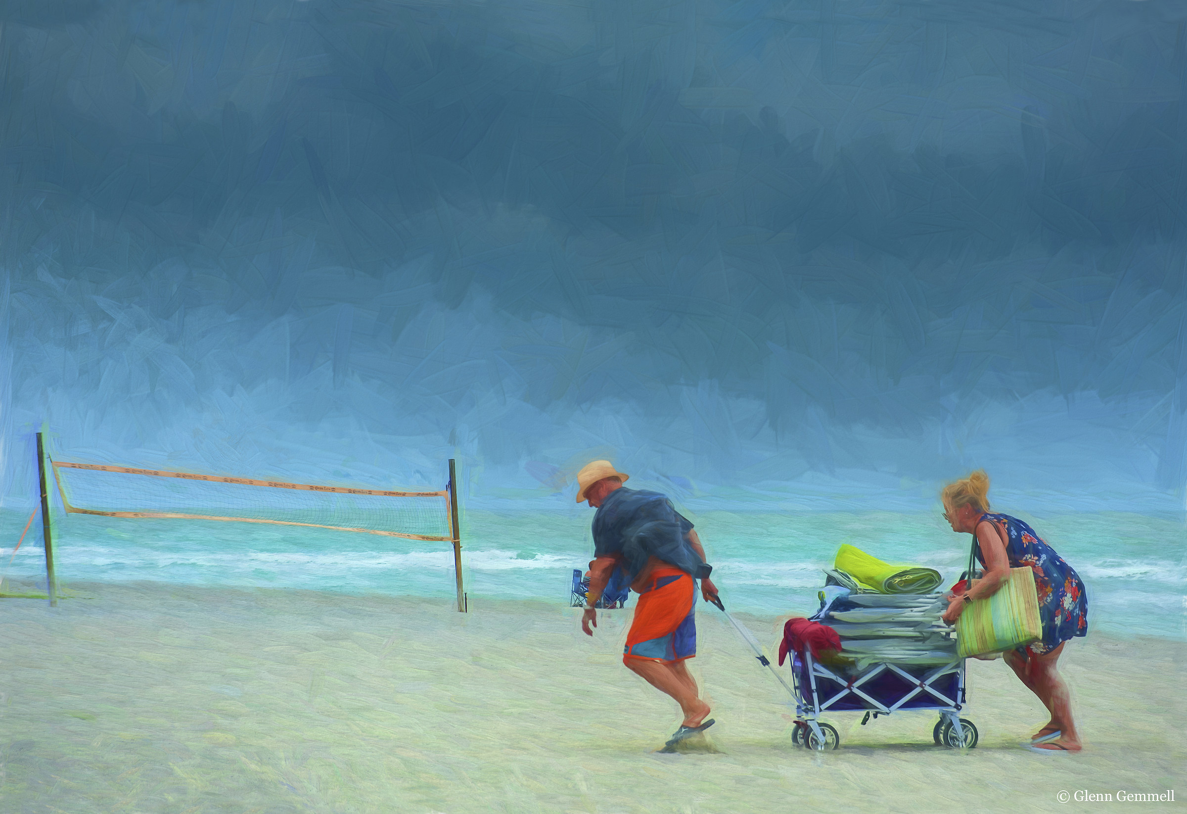 Leaving the beach before the storm