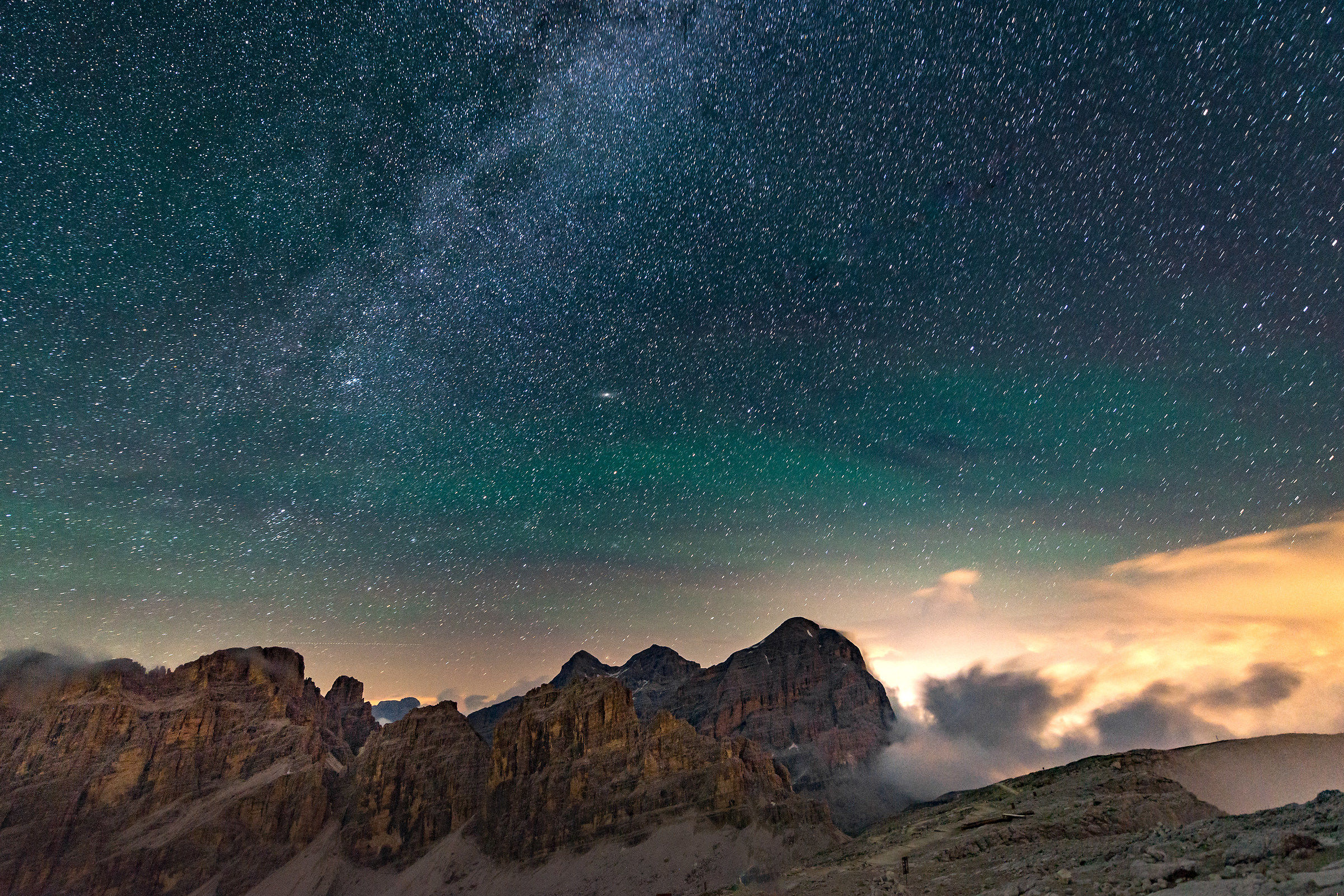 Aurora and Milky Way from the Dolomites