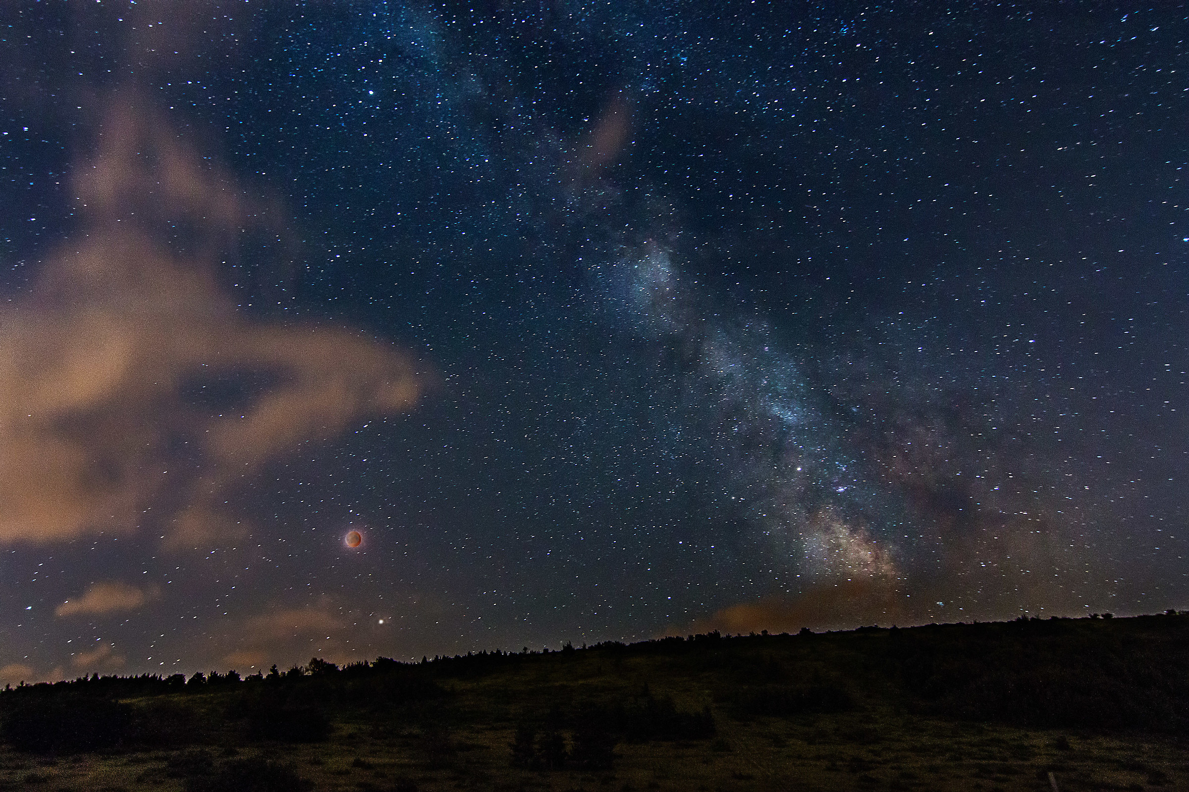 Milky Way with lunar eclipse