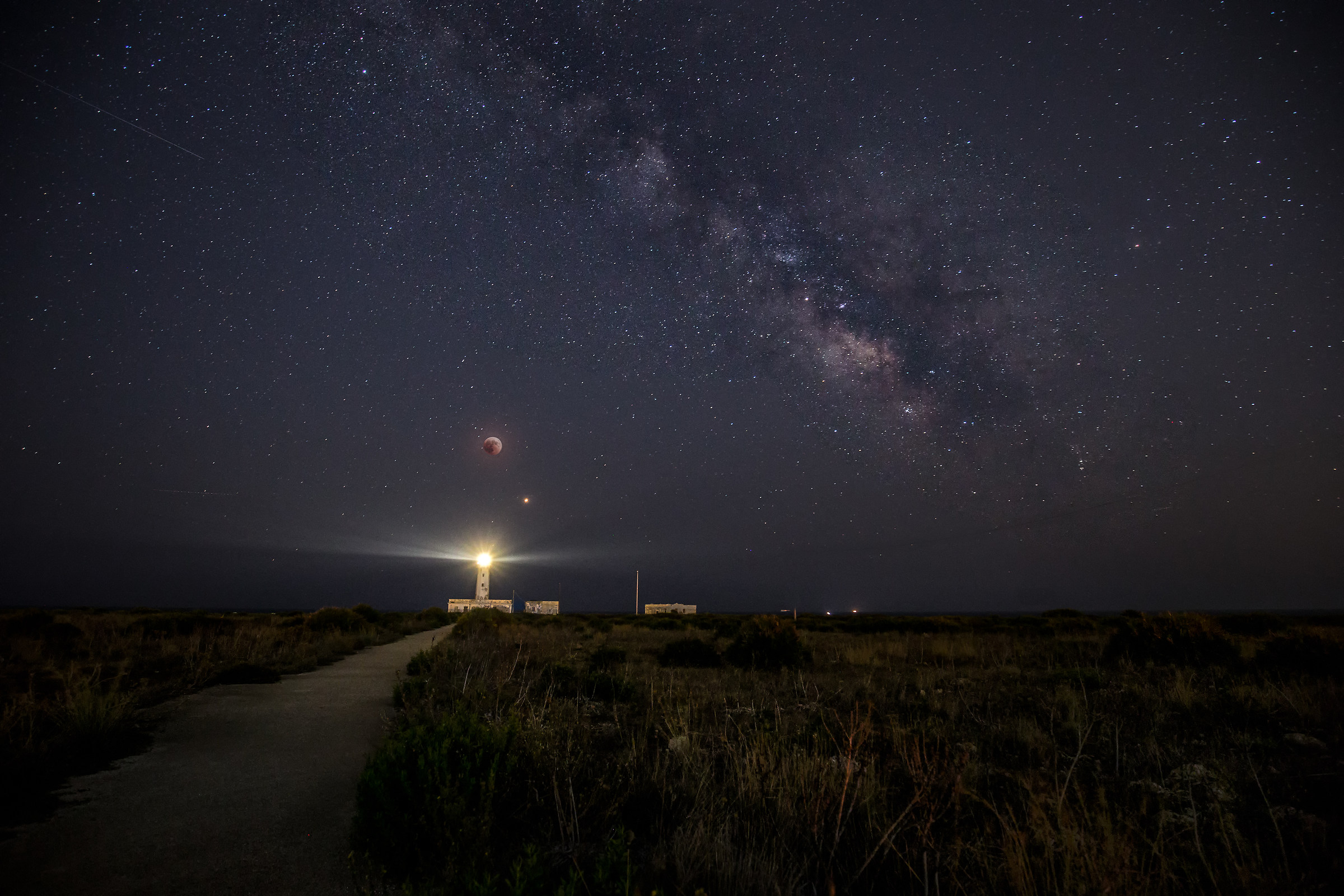 Moon Eclipse with Milky Way