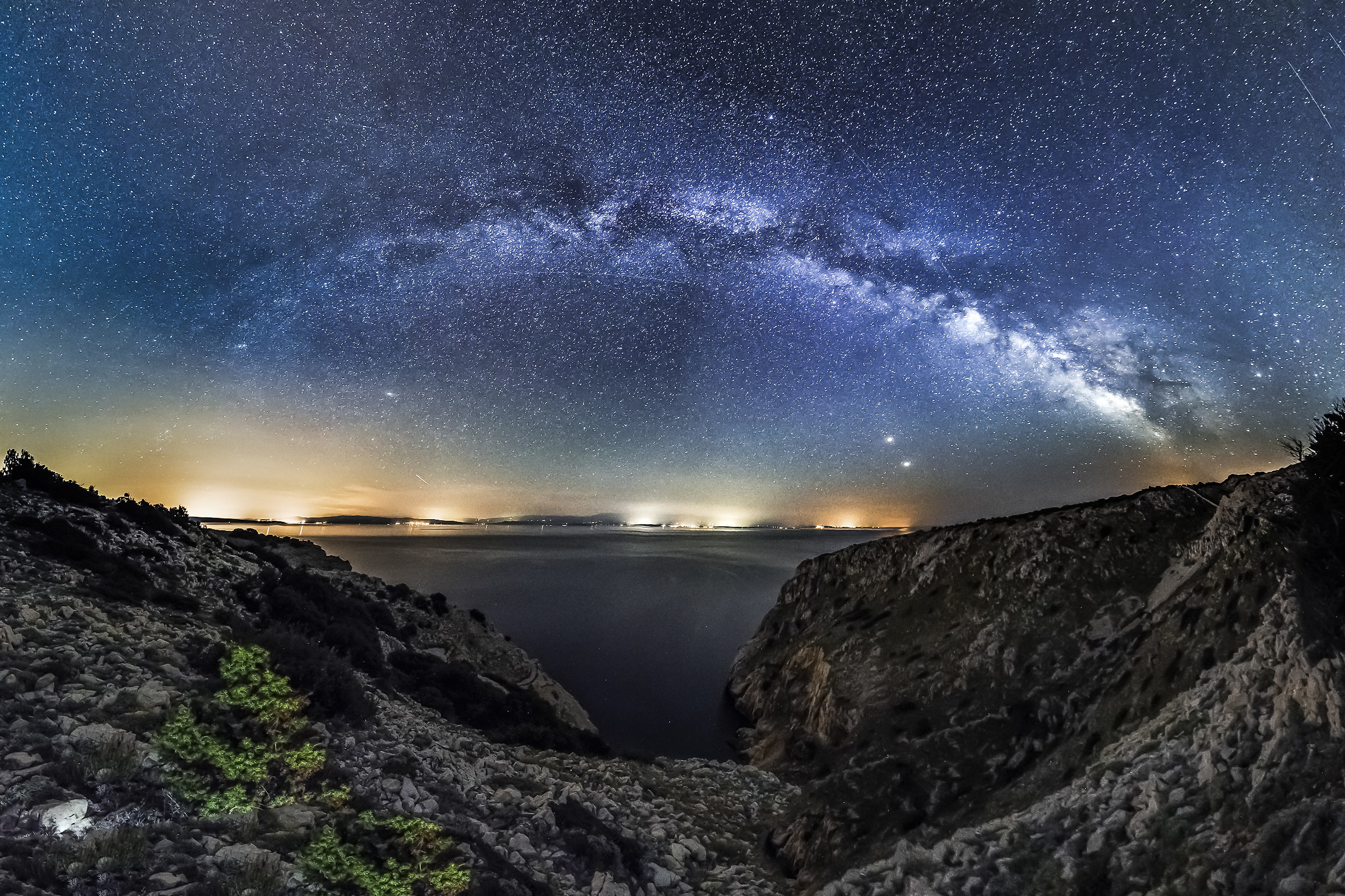 Rainbow milky way during moon eclipse