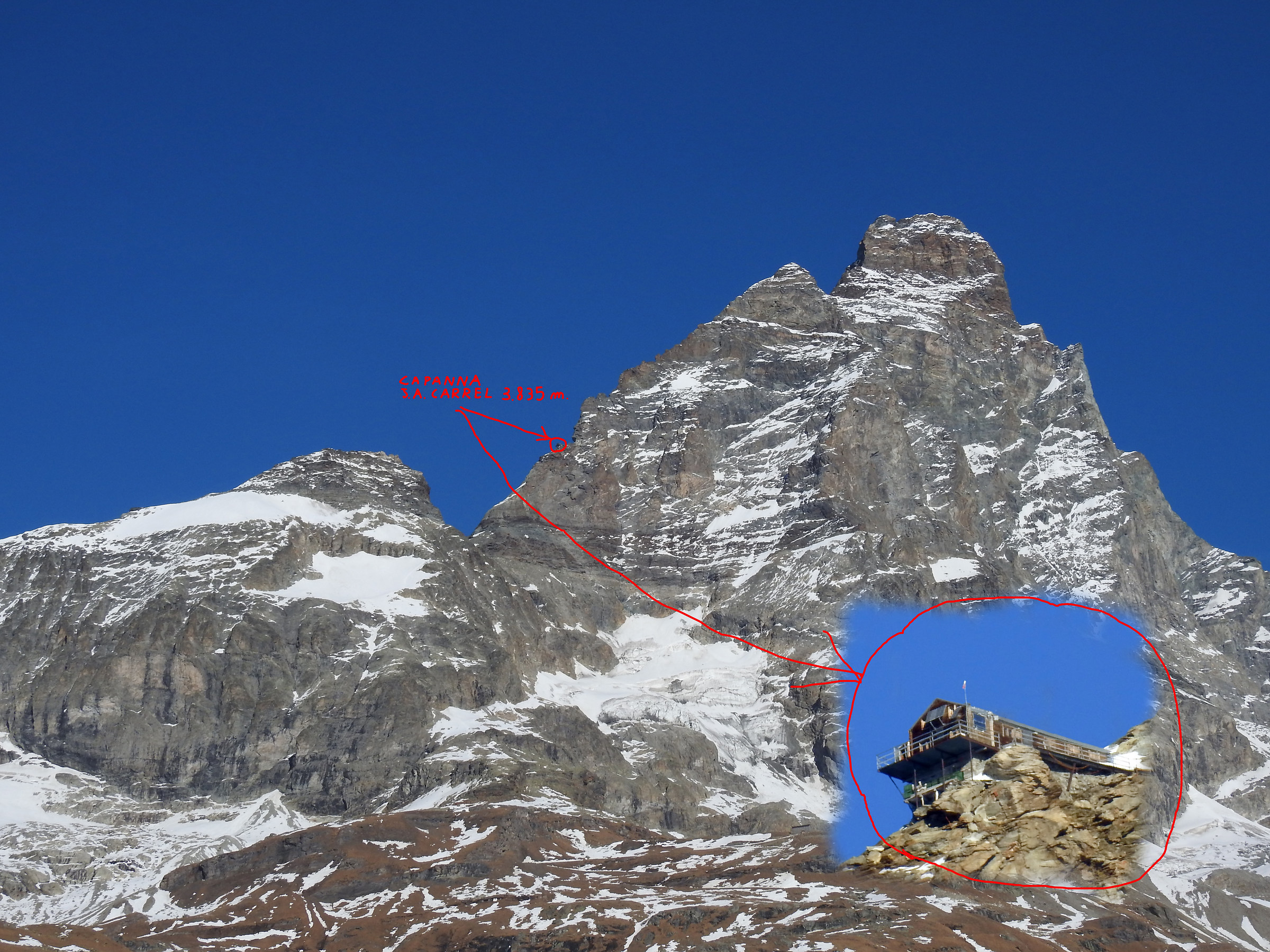 Cervino con particolare del rifugio Carrel