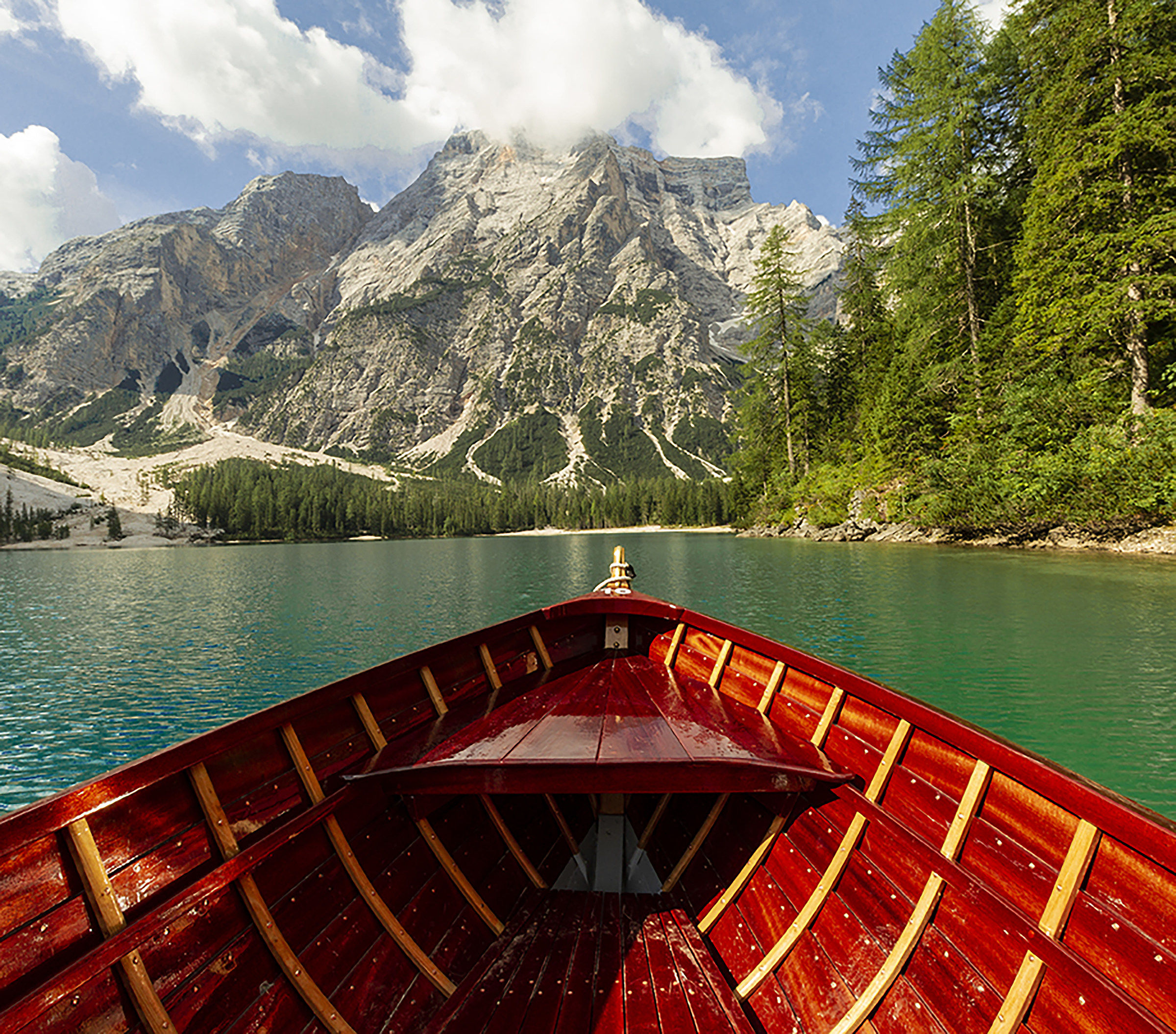 Boat on the Braies lake