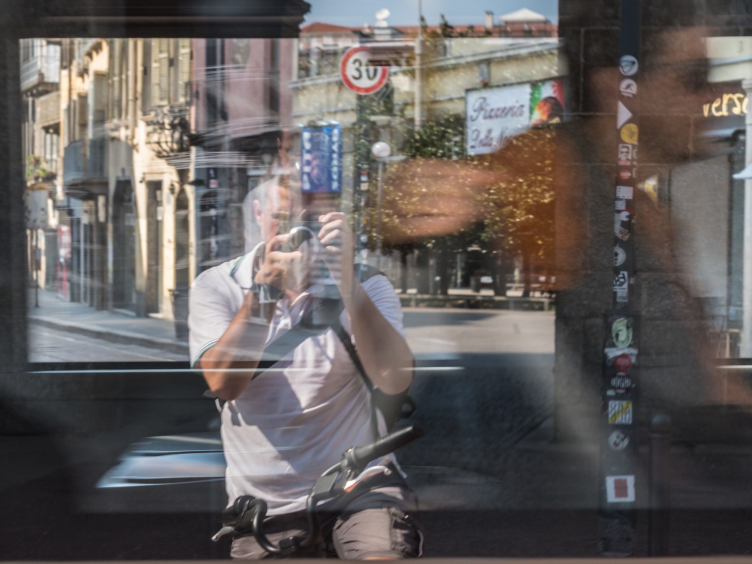 Selfie on buses in transit